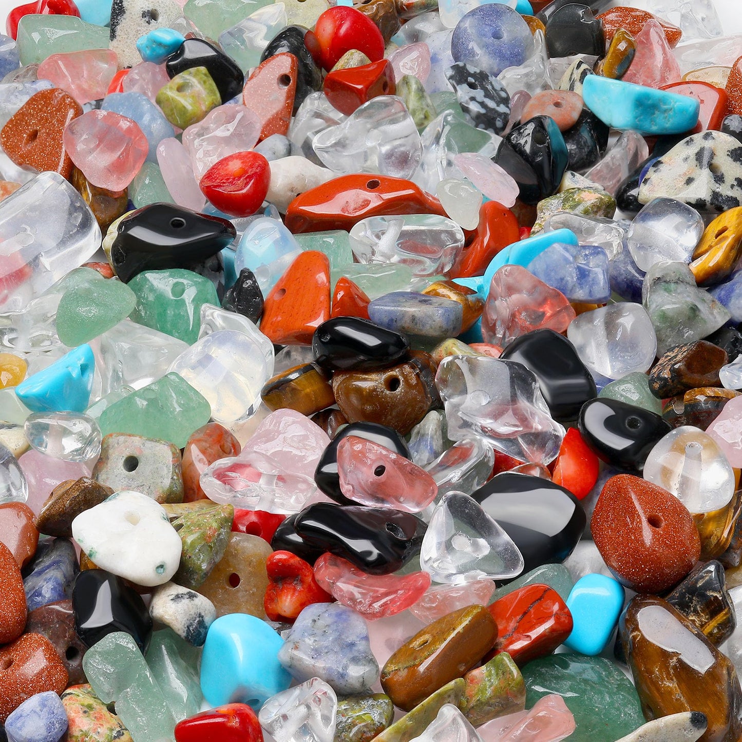 XIANNVXI Multicolor Crystal Beads Natural Chip Stone Beads 400Pcs Crystal Bead 5-8mm Irregular Healing Crystal Loose Rocks for DIY Jewelry Making