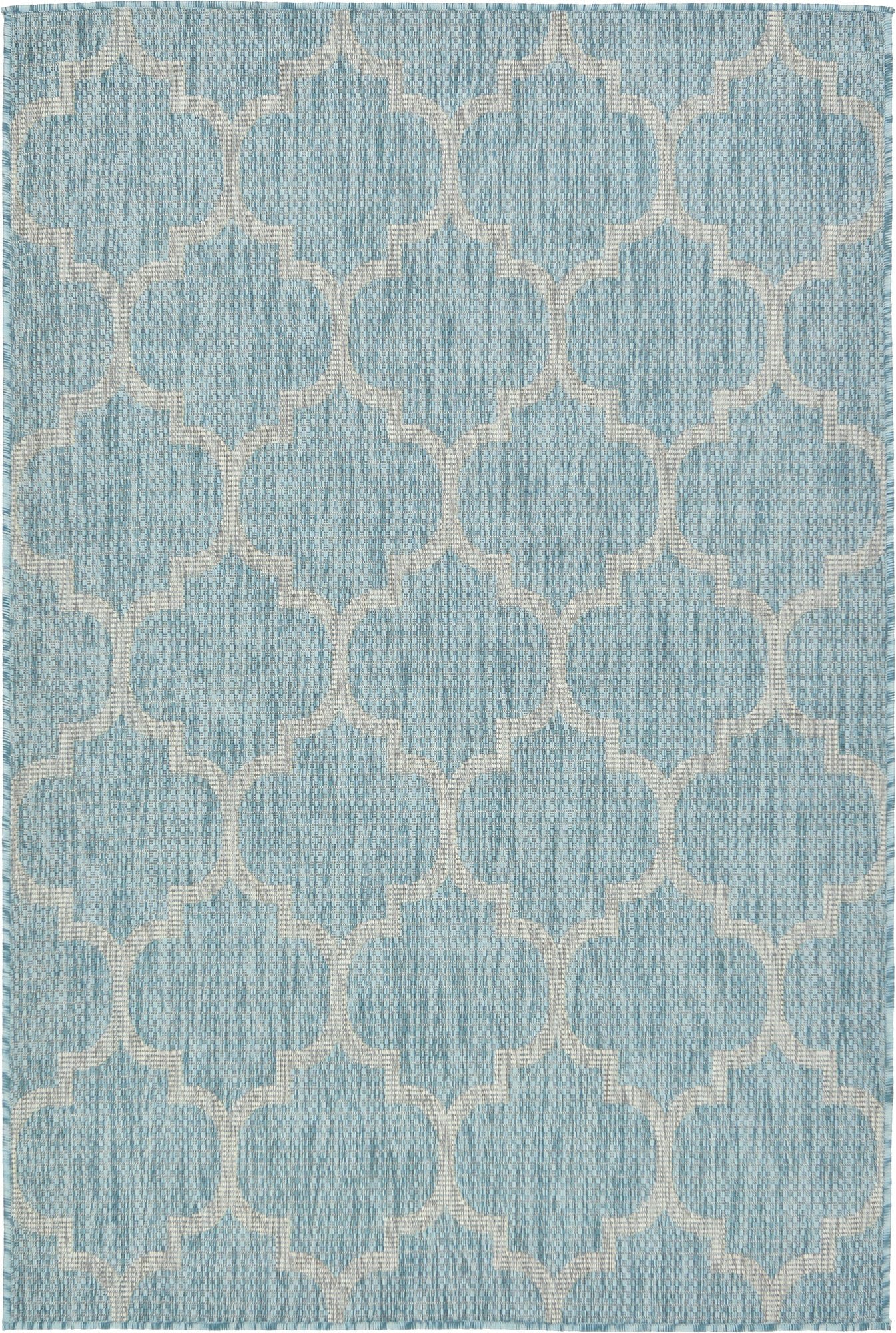 Unique Loom Outdoor Trellis Collection Area Rug (4' 1" x 6' 1" Rectangle, Aquamarine/ Gray)