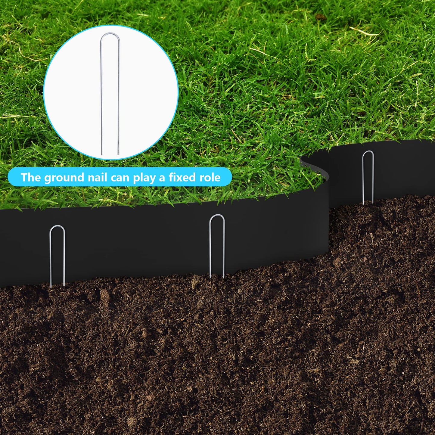 Watayo 30 FT Grass Barrier Landscape Edging Coil - 5 inch Depth Terrace Board Edging - Flexible Garden Bed Weed Barrier for Lawn Area Backyard Driveway Path Sidewalk
