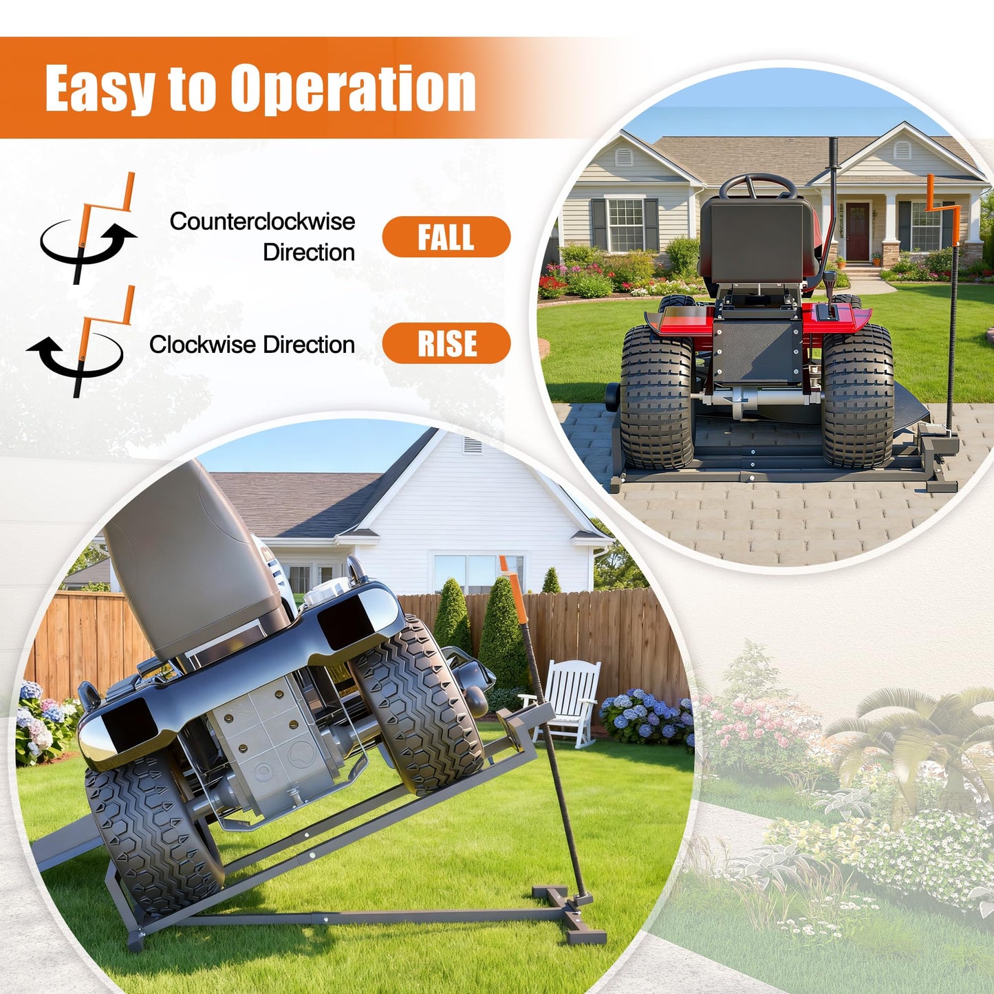 Lawn Mower Lift Jack -Lifting Platform 880 Lbs Capacity for Garden Tractors and Lawn Mowers with Manual Handle & Power Tool Extension Handle (Gray)