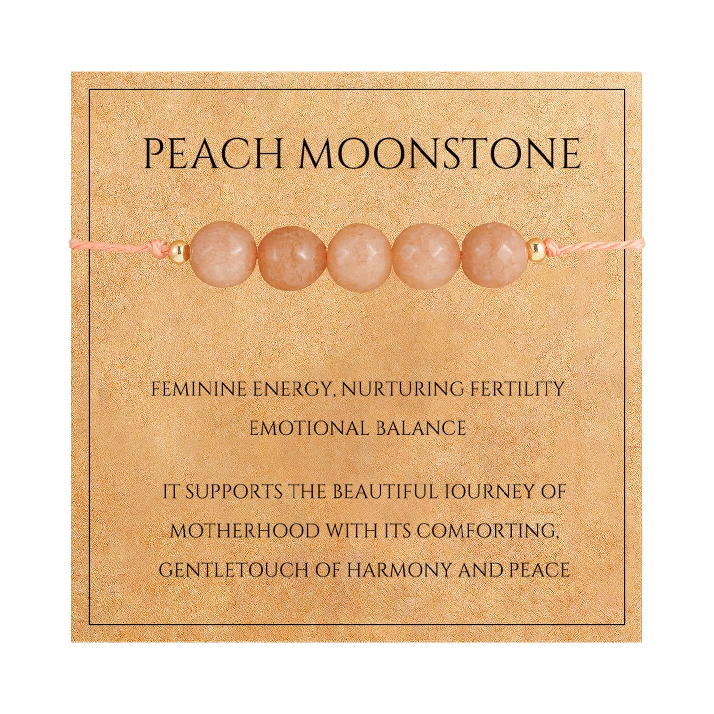 Fezodo Inspirational Encouragement Gifts for Women, Spiritual Crystals and Healing Stones Bracelets Chistmas Valentines day Birthday Gift for Friends Women Men (Peach Moonstone)