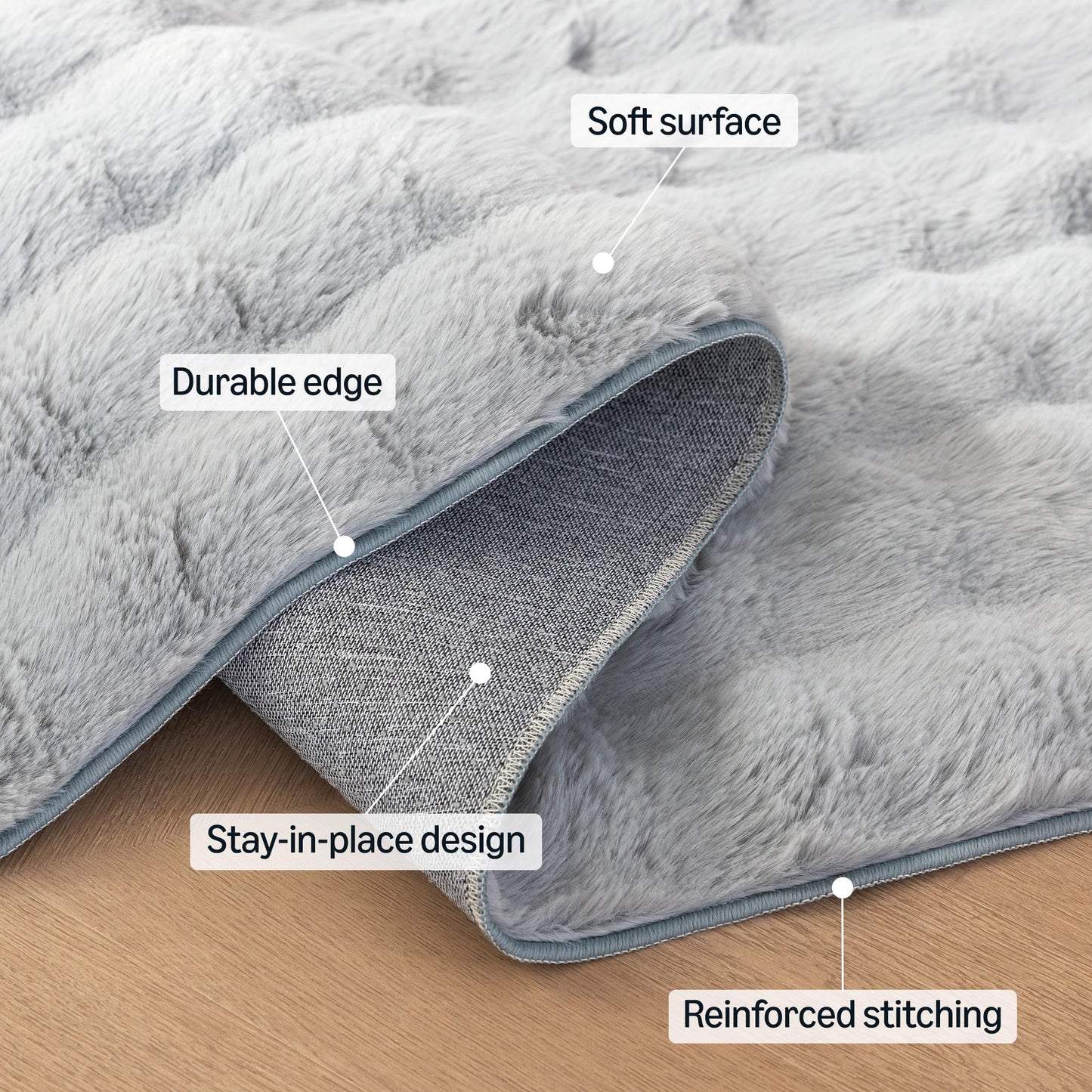 Amazon Basics Indoor Area Rug, 3D Bubble Washable Home Decor Carpet for Living Room, Bedroom, 4' W × 6' L, Grey