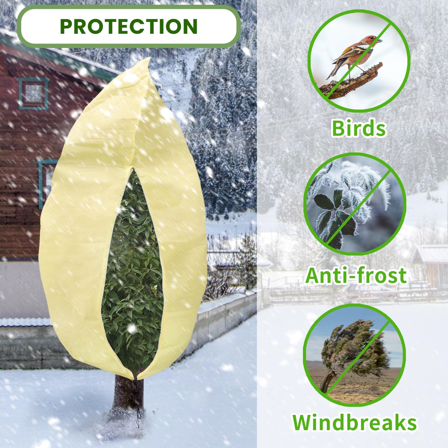 78x41inches Plant Covers Freeze Protection,2 Packs Thickened 2.82oz/yd² Frost Cloth for Outdoor Plants,Winter Tree Covers with Zipper&Drawstring,Plant Blanket for Winter Plant Covers Freeze Protection