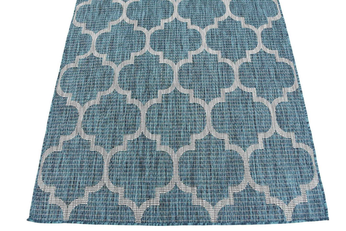 Unique Loom Outdoor Trellis Collection Area Rug (4' 1" x 6' 1" Rectangle, Teal/ Gray)