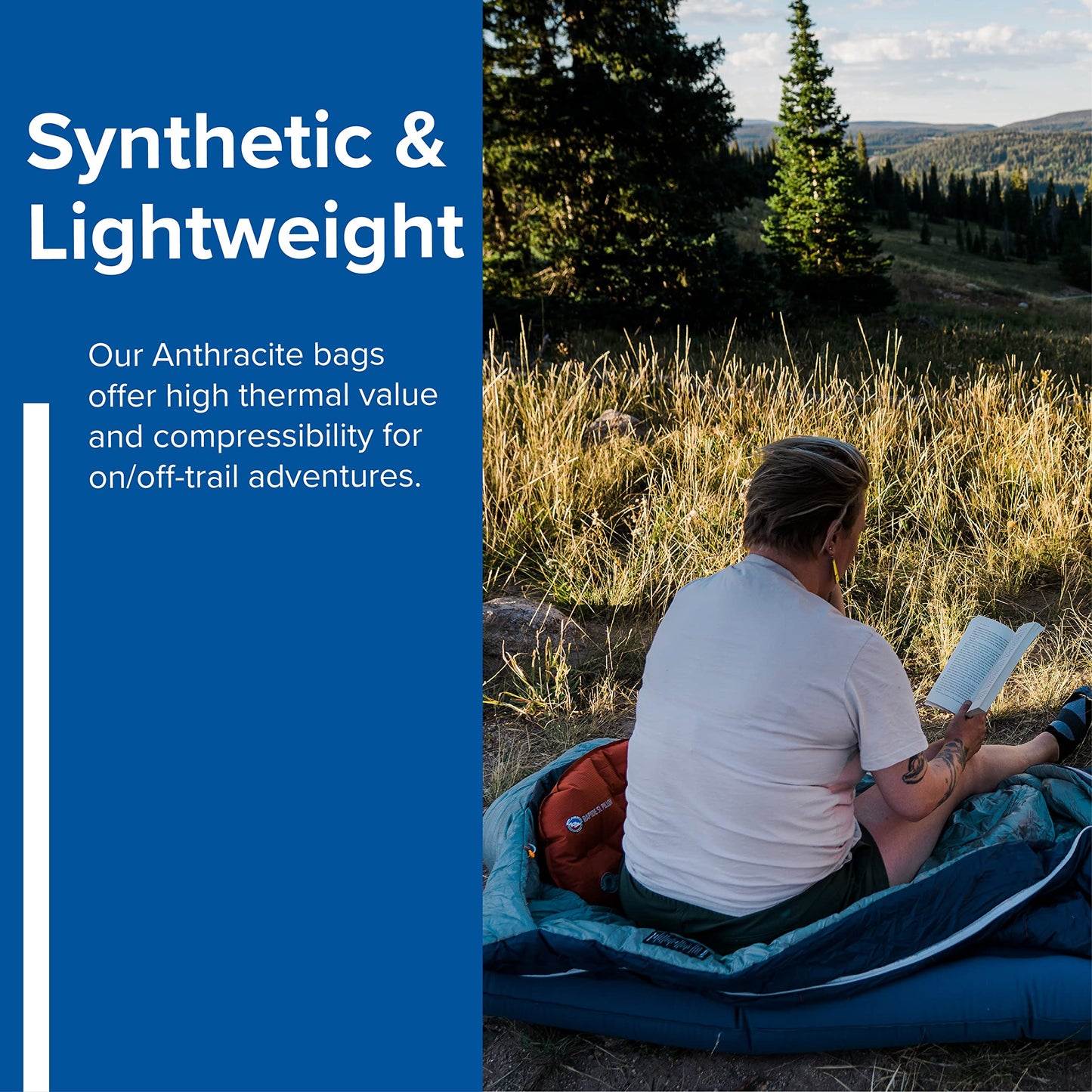 Big Agnes Anthracite - Backpacking Sleeping Bag, 3 Season, Lightweight, Compact, Slate, 30 Degree (Left-Zip), Long