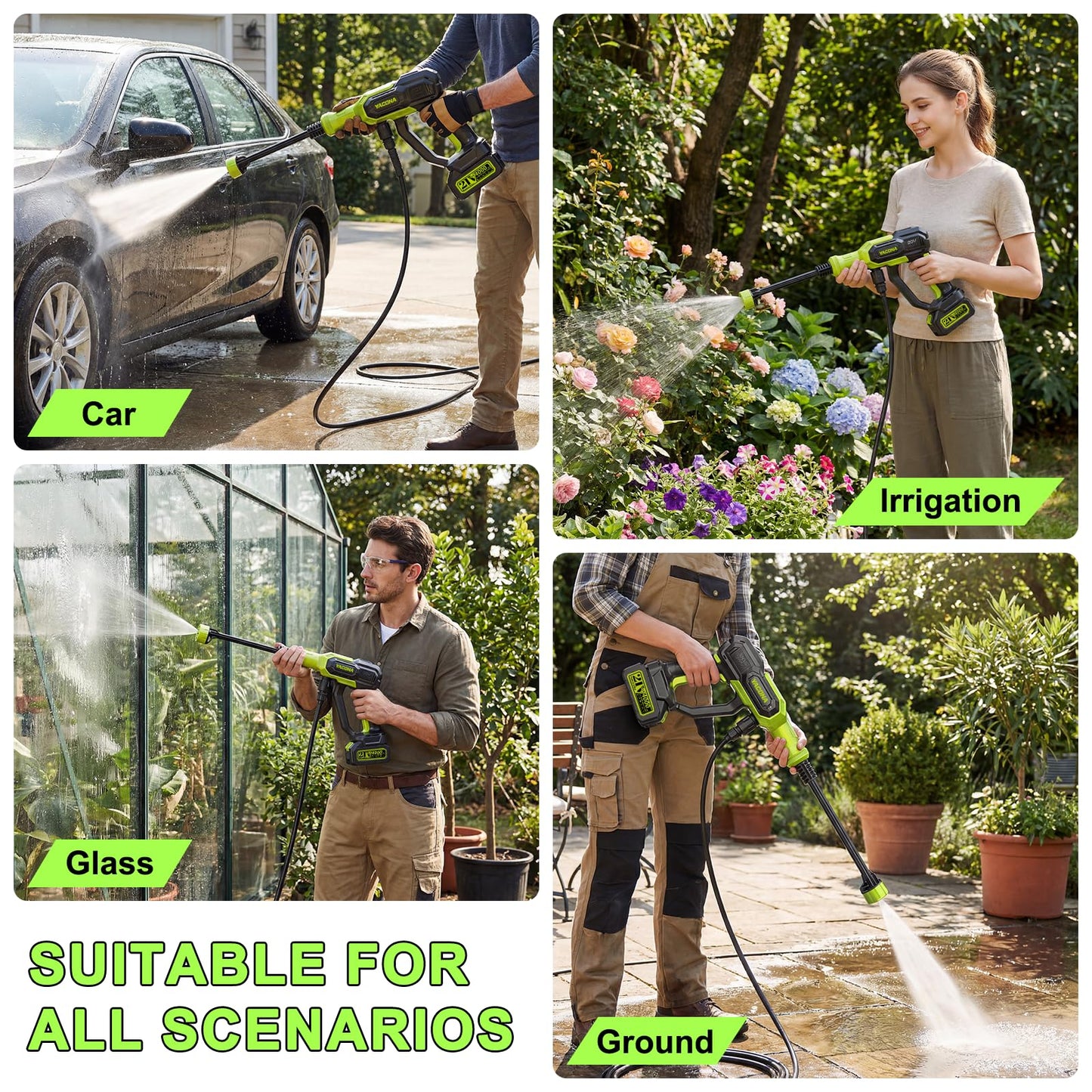 Cordless Portable Washer, Handheld Washer with 3 Adjustable Modes, 23FT High-Elastic Hose & 6-in-1 Nozzle, Suitable for Car, Garden, Patio and Home Cleaning