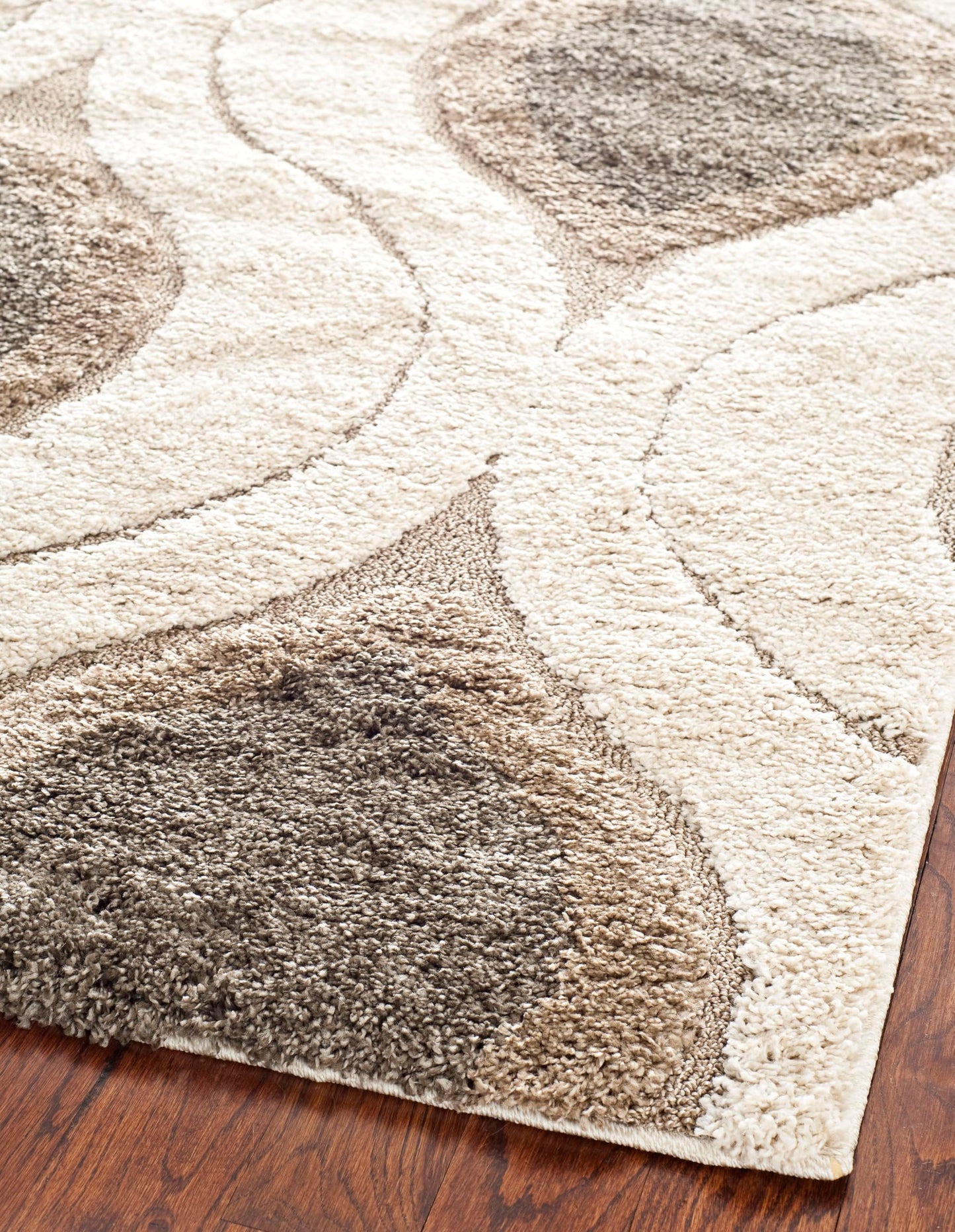 SAFAVIEH Florida Shag Collection Accent Rug - 3'3" x 5'3", Cream & Smoke, Modern Design, Non-Shedding & Easy Care, 1.2-inch Thick Ideal for High Traffic Areas in Foyer, Entryway, Bedroom (SG461-1179)