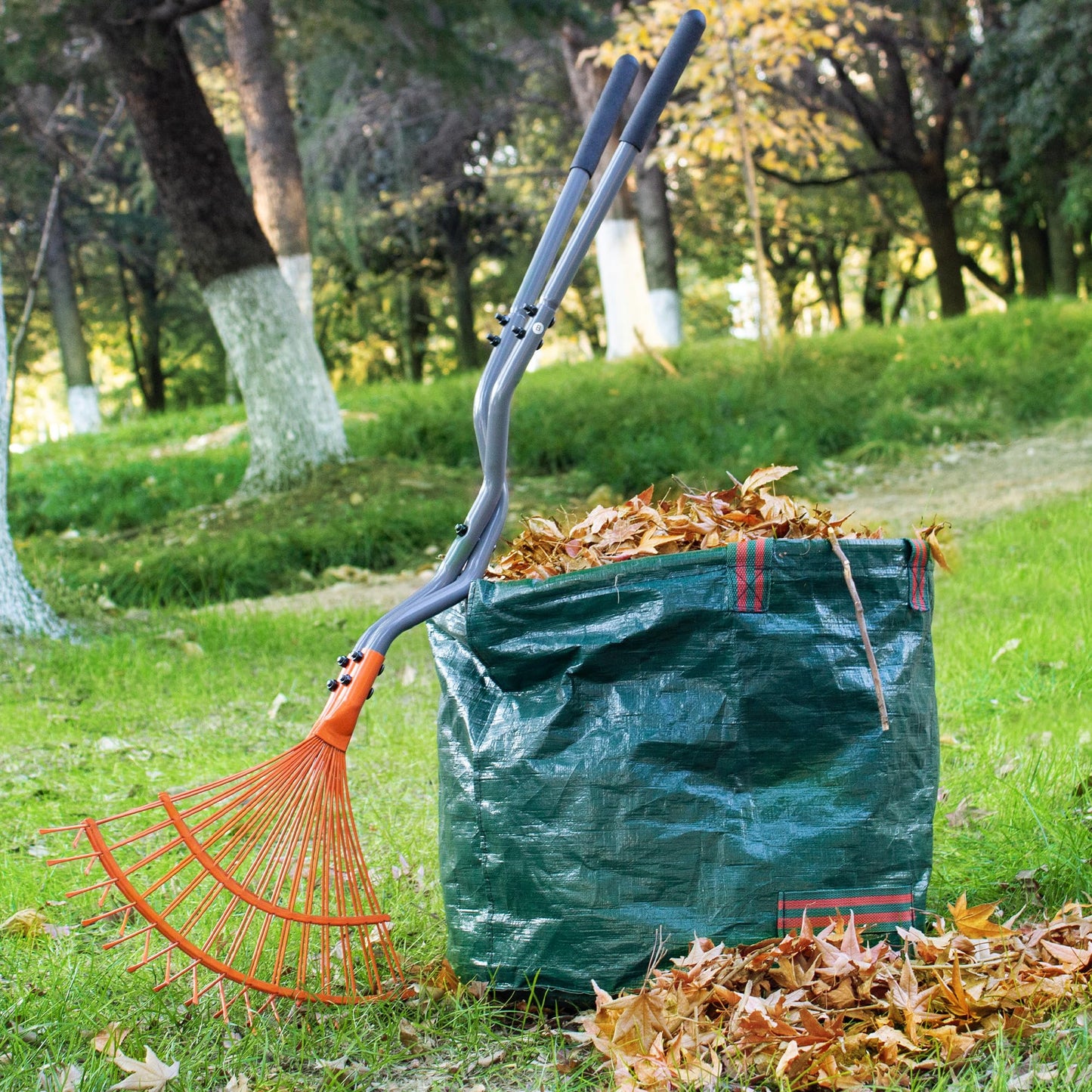 Walensee Rake for Leaves, Heavy Duty Leaf Picker Upper & Leaves Scooper, Leaf Grabber with Long Steel Handle, Multi-Use Garden Claw and Hands Rake for Lawn & Yard Shrub Cleanup