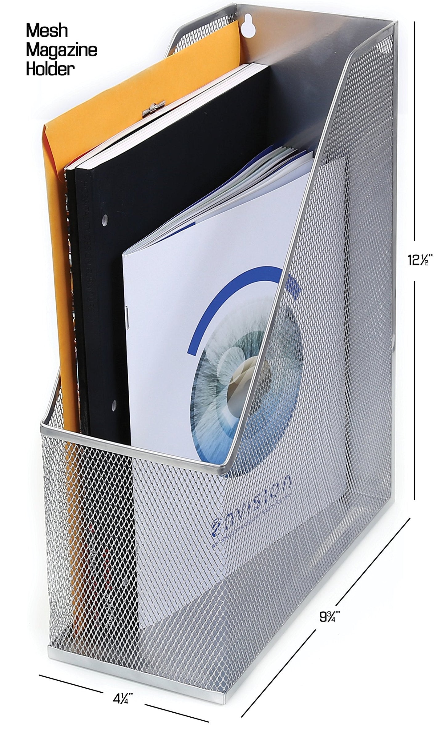 YBM HOME Mesh Steel Deluxe Magazine Rack, Extra Wide Magazine File Holder (1, Silver)