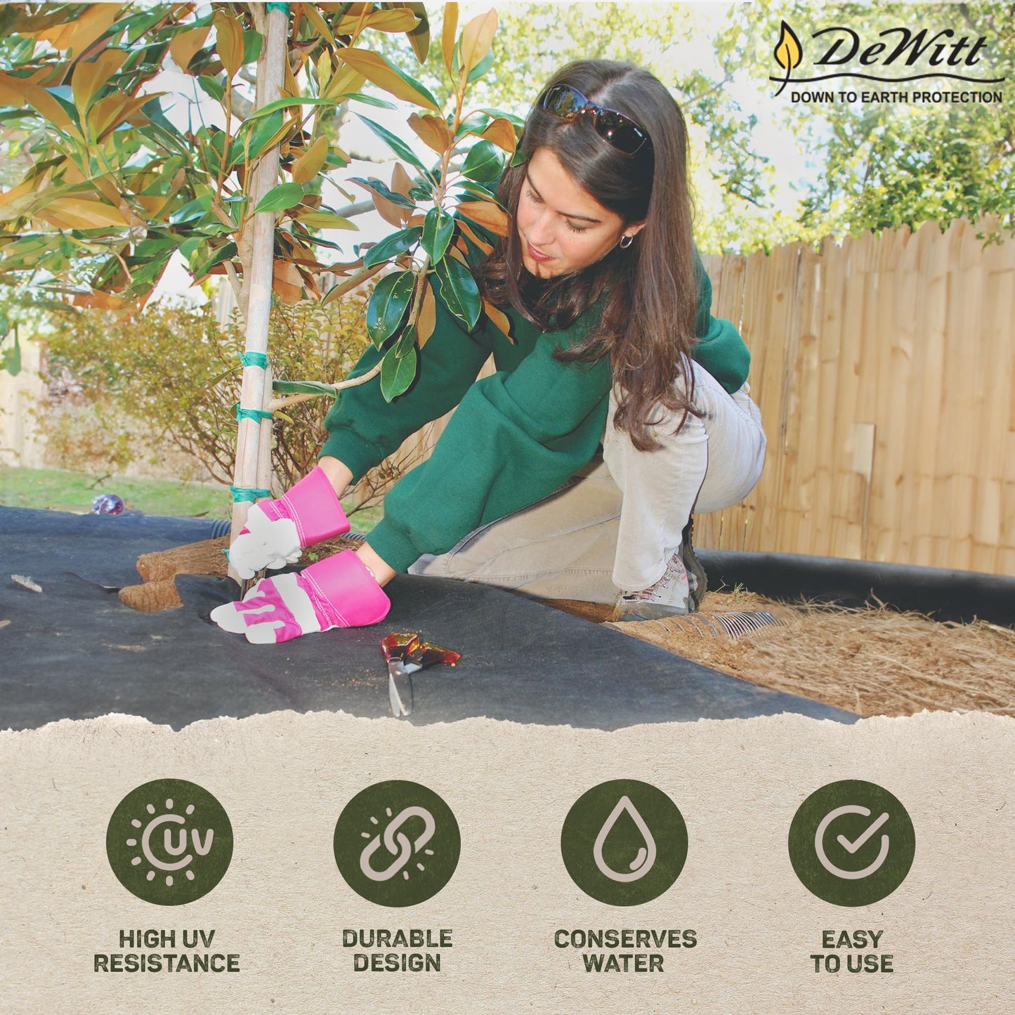 Dewitt Sunbelt Weed Barrier Fabric 3.2 oz, 6 x 300 Feet – Heavy-Duty Ground Cover Mat for Greenhouse Floors, Garden Rows, Raised Beds, Yard Gardening, and Outdoor Landscape Protection