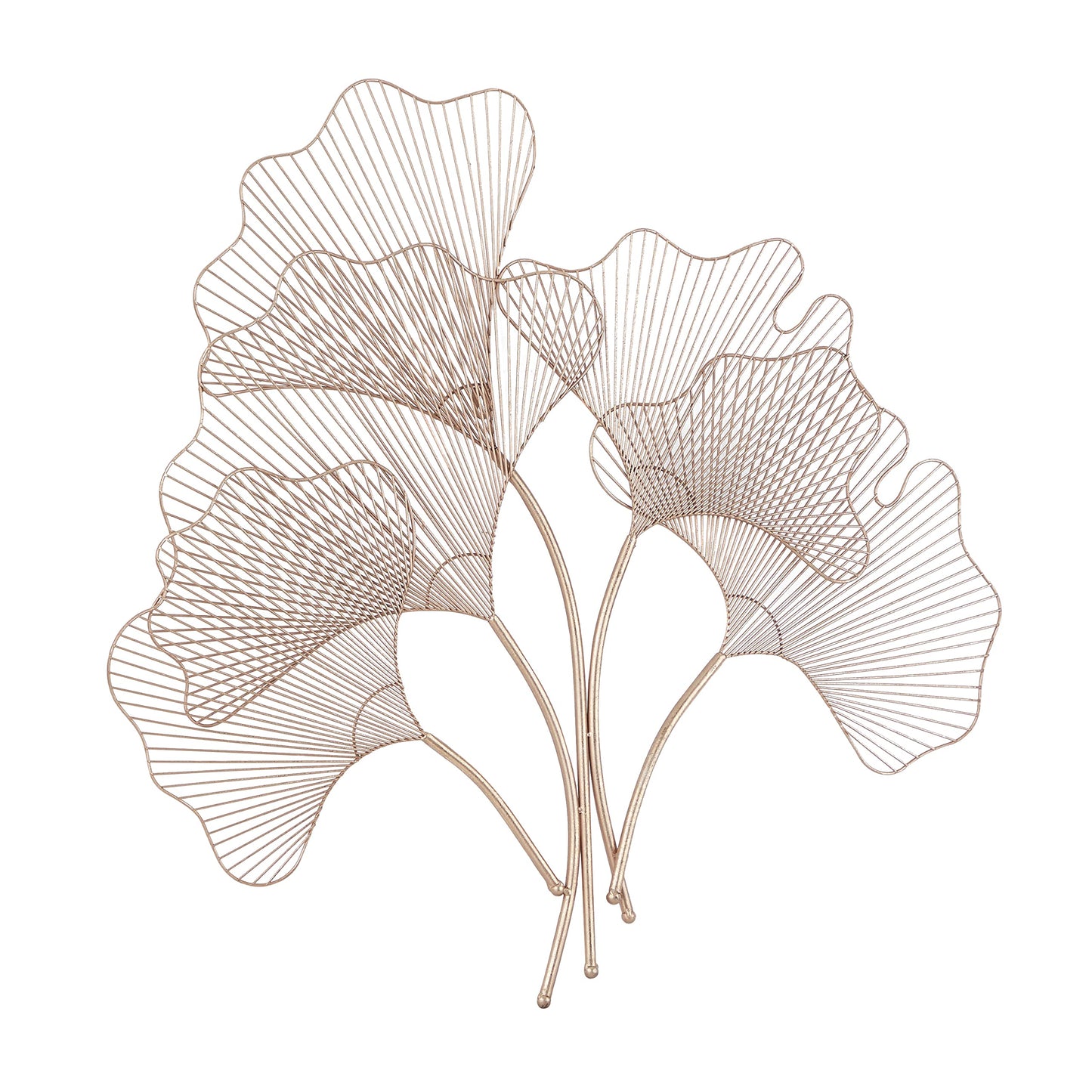 Deco 79 Metal Floral Home Wall Decor Ginkgo Leaf Wire Wall Sculpture, Wall Art 35" x 1" x 34", Copper