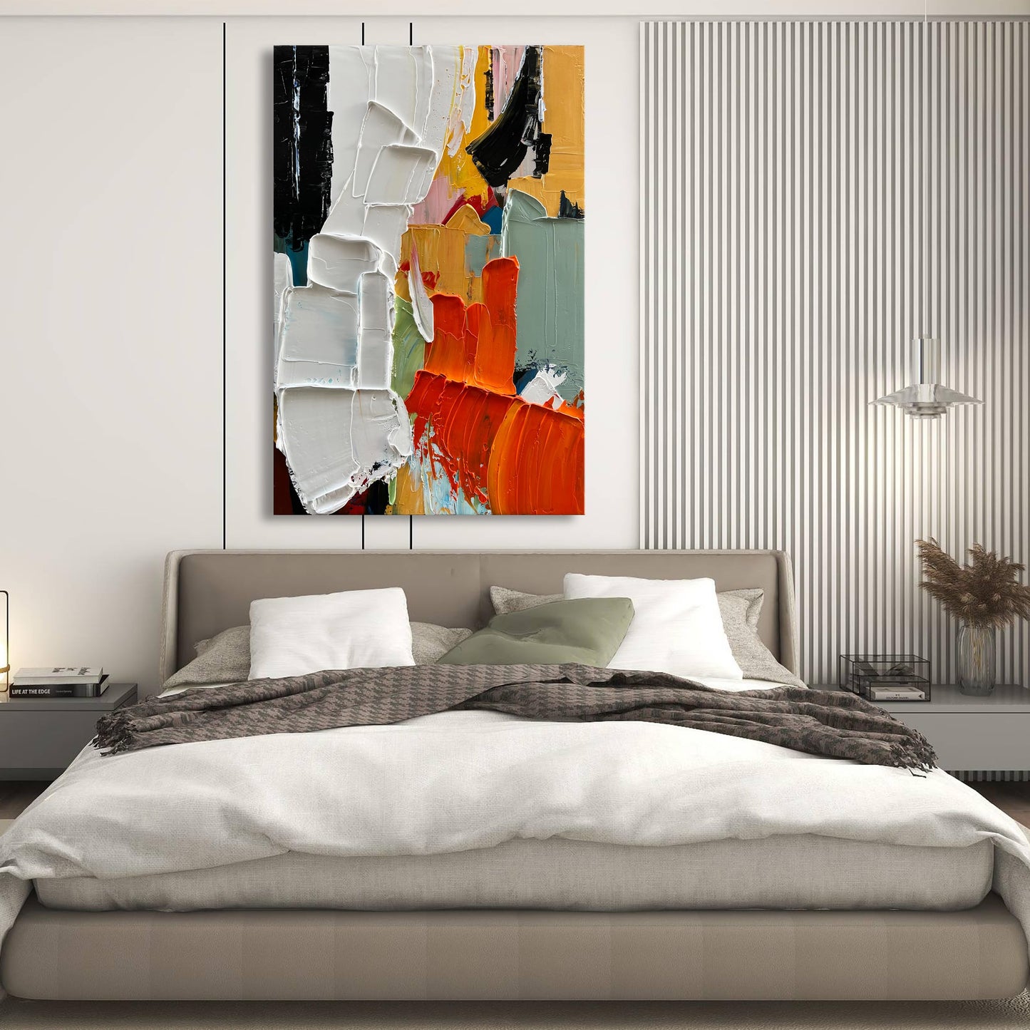Limiyer Art 100% Hand-Painted Modern Abstract Art White and Black Art Oil Paintings for Family Living Room Hallway Wall Decoration 45x30 inches