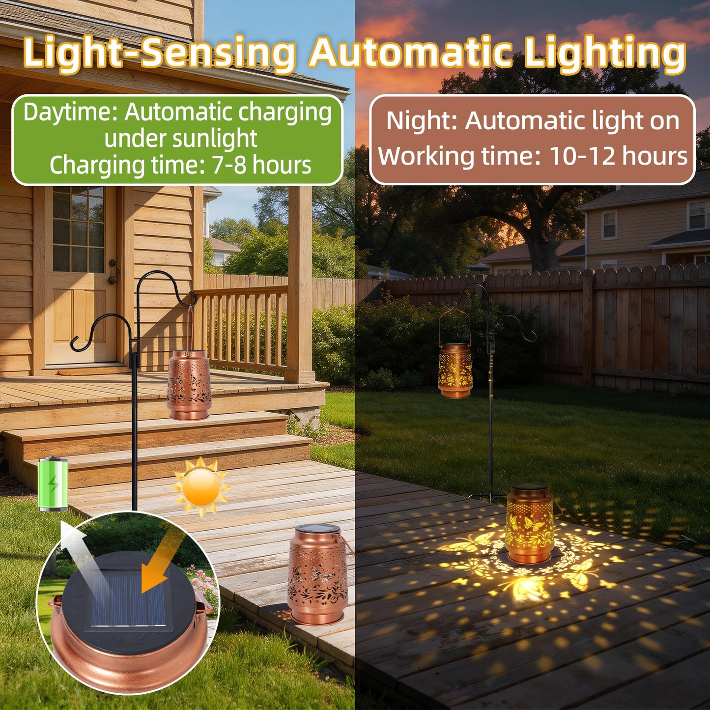 FancyPlus Solar Lanterns Outdoor Waterproof, Butterfly Birthday Gifts for Women Mom Grandma, Garden Hanging Solar Lantern Lights for Patio