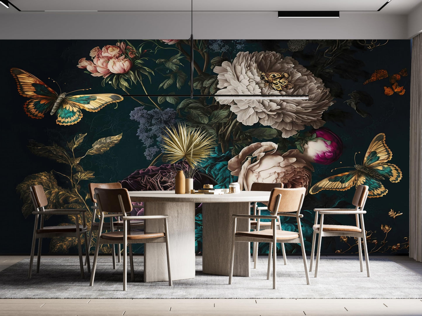 NIUONENIU Large Butterfly Flower Self-Adhesive Wallpaper Wall Decals, Suitable for Bedroom Accent Walls and Living Rooms