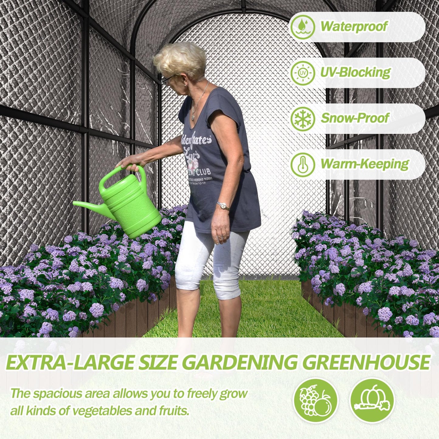 BUKLIYN Greenhouses for Outdoors - 90.5'' × 50.8'' × 89.3'' Walk in Plant Greenhouses,Double-Layer Covering - PVC Film and Cotton Film, Suitable for All Seasons