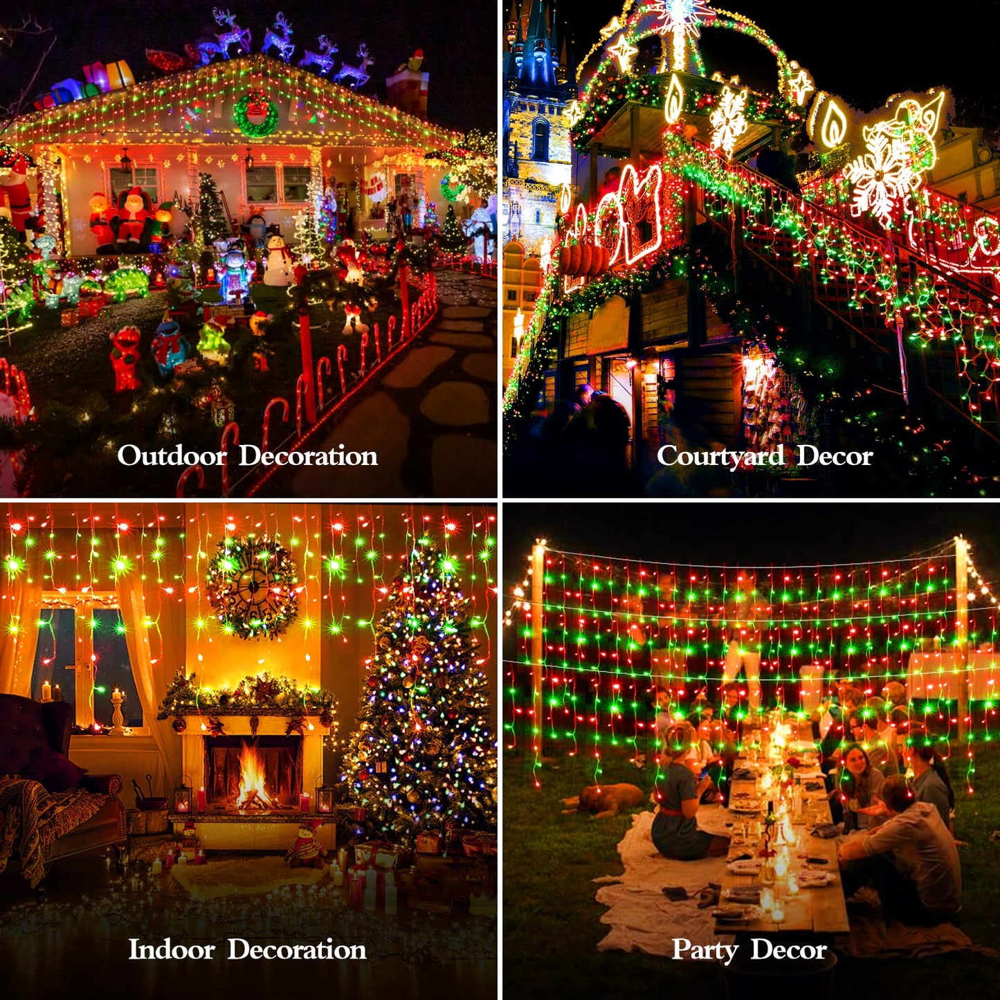 98FT 960 LED Christmas Lights , Waterproof 8 Modes Ice Lights for Outside with Memory and Timer Hanging Fairy Lights Plug-in Curtain String Lights for Holiday Party Wedding Home (Red and Green)