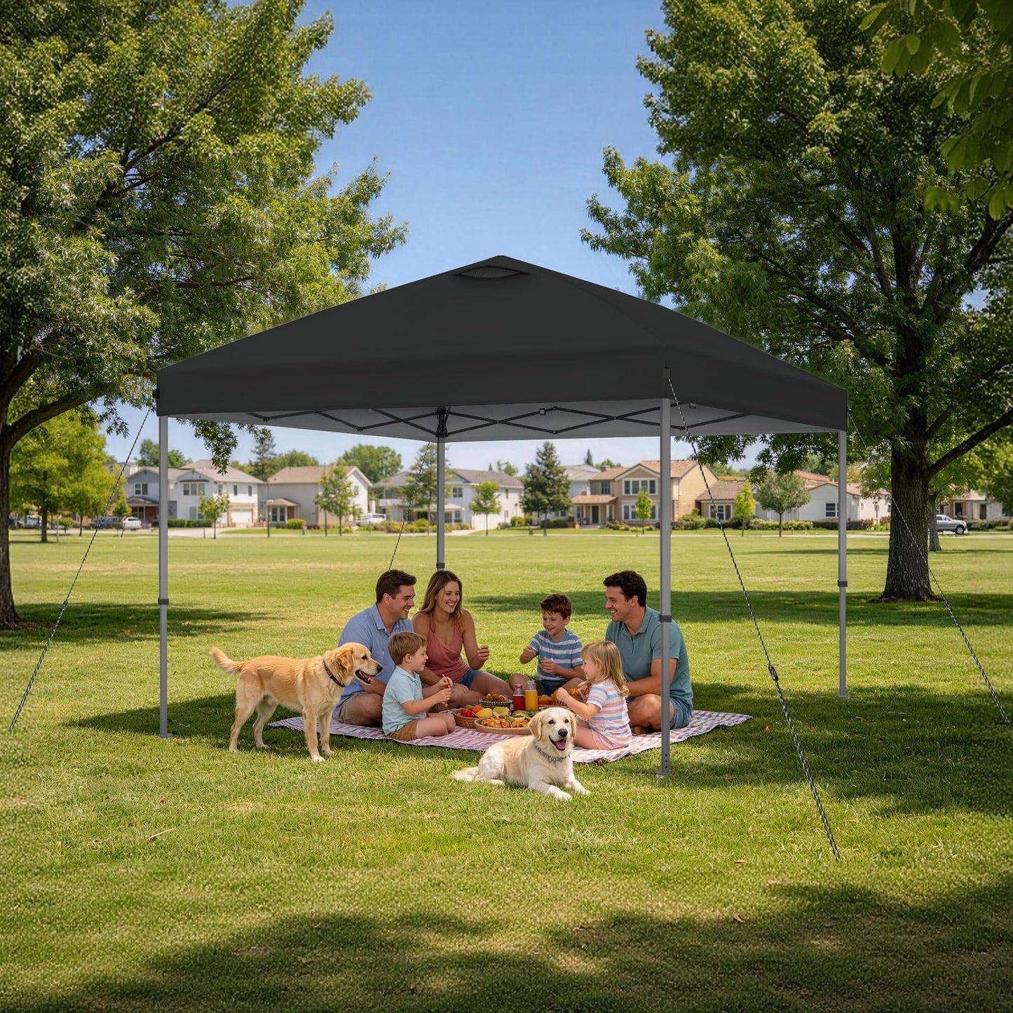 Explore Land 10x10 Pop Up Canopy with One Push Setup Heavy Duty Outdoor Sun Shade Tent for Beach,Camping,Events,Parties(Black)