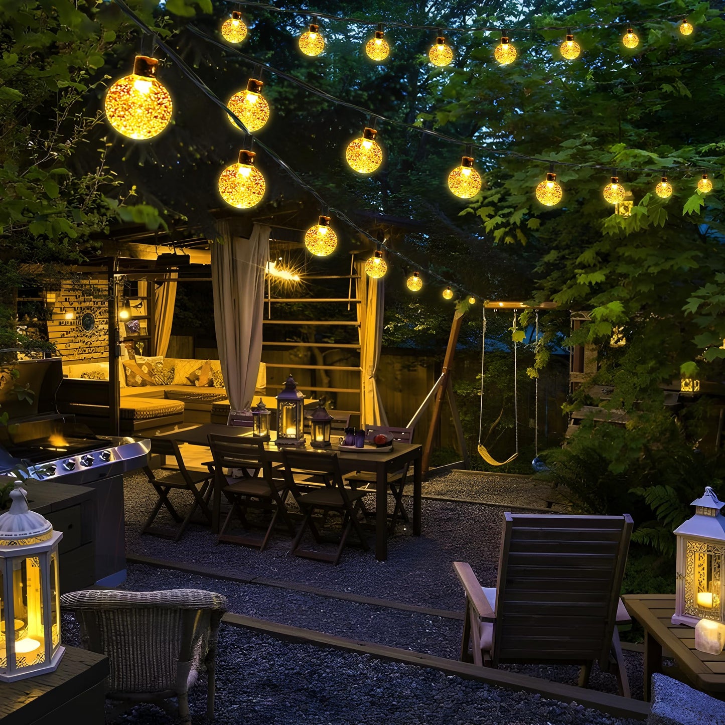 Joomer Solar String Lights Outdoor, 65FT 100LED Globe String Lights 8 Lighting Modes, Waterproof Solar Powered Patio Light for Garden Yard Porch Wedding Party Outdoor Decor (Warm White)