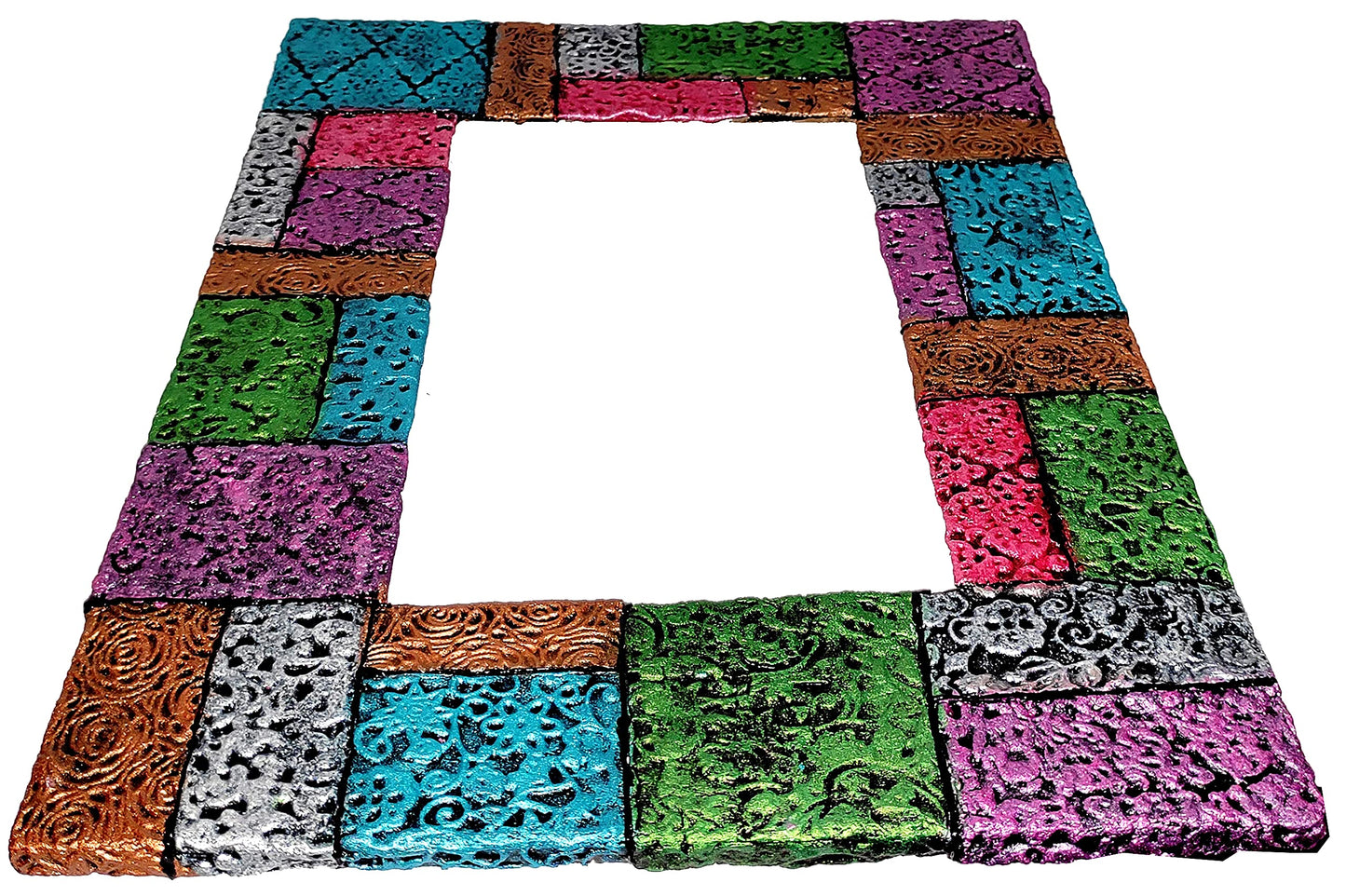 Akanksha Arts Handmade, Mural Art - Made of Clay Mosaic, Size 16x12 inches, Wall Decor - Can be Used as a Mirror Frame