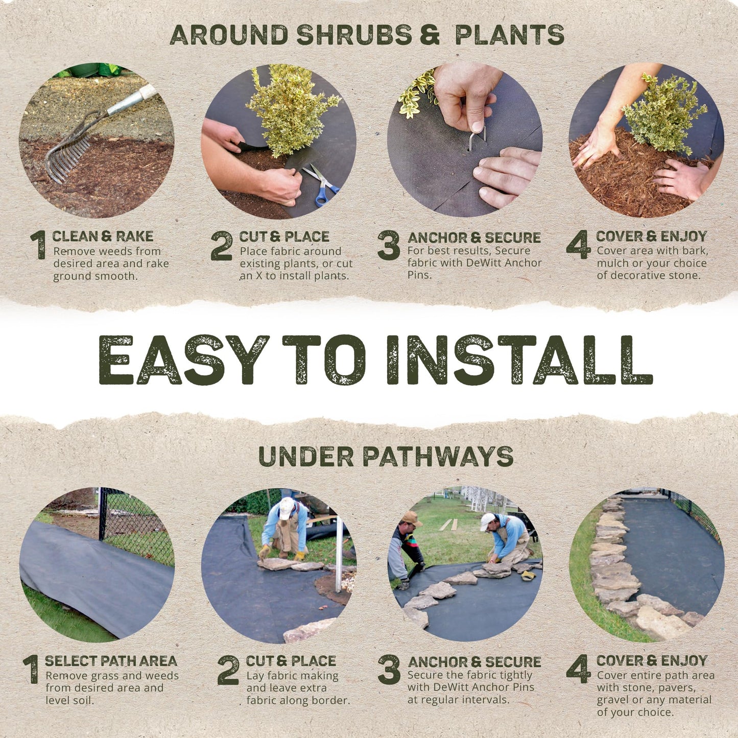 Dewitt 3-Pack Sunbelt Weed Barrier Fabric 3.2 oz, 6 x 300 Feet – Heavy-Duty Ground Cover Mat for Greenhouse Floors, Garden Rows, Raised Beds, Yard Gardening, and Outdoor Landscape Protection