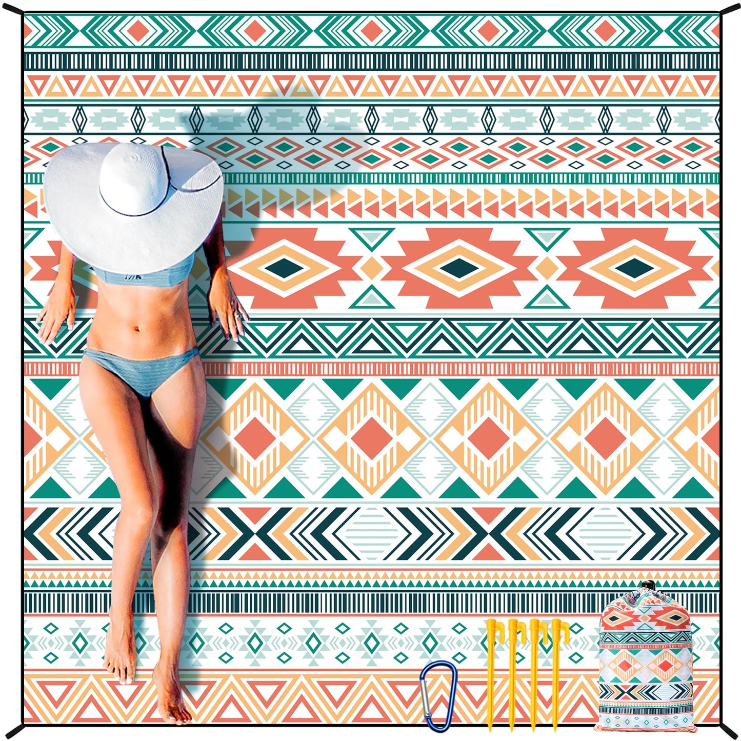 HIHOHO Beach Blanket Waterproof Sandproof Extra Large Beach Mat 79" X 83"/120"x108"for 1-8 Adults Quick Drying Durable Outdoor Picnic Mat for Beach Travel Camping Hiking