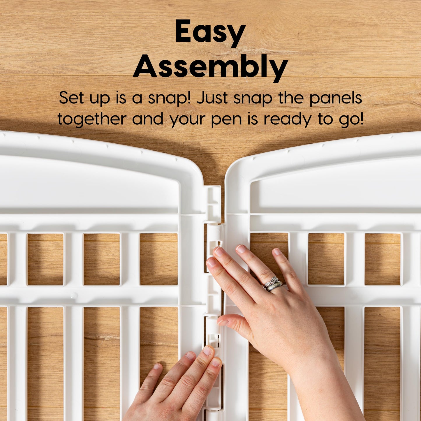 IRIS USA Dog Playpen with Door, 24” 4 Panel Pet Exercise Pen – Indoor Outdoor Puppy Play Pen, Portable Plastic Pet Fence for Small Medium Dogs, Foldable 35” x 35” x 24”, White