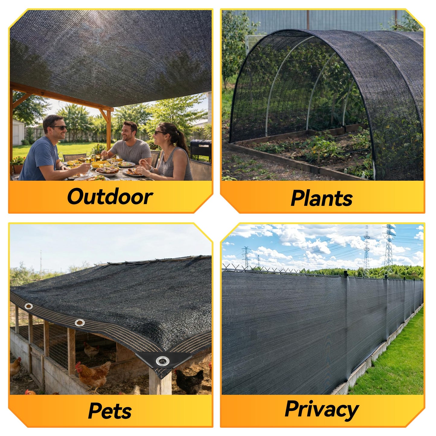 JOJOLEE 70% Sun Shade Cloth, 10x20FT Shade Net Mesh Tarp with Grommets, Black Sunblock Cover for Outdoor Patio Plants, Pergola, Greenhouse, Chicken Coop, Backyard, Balcony