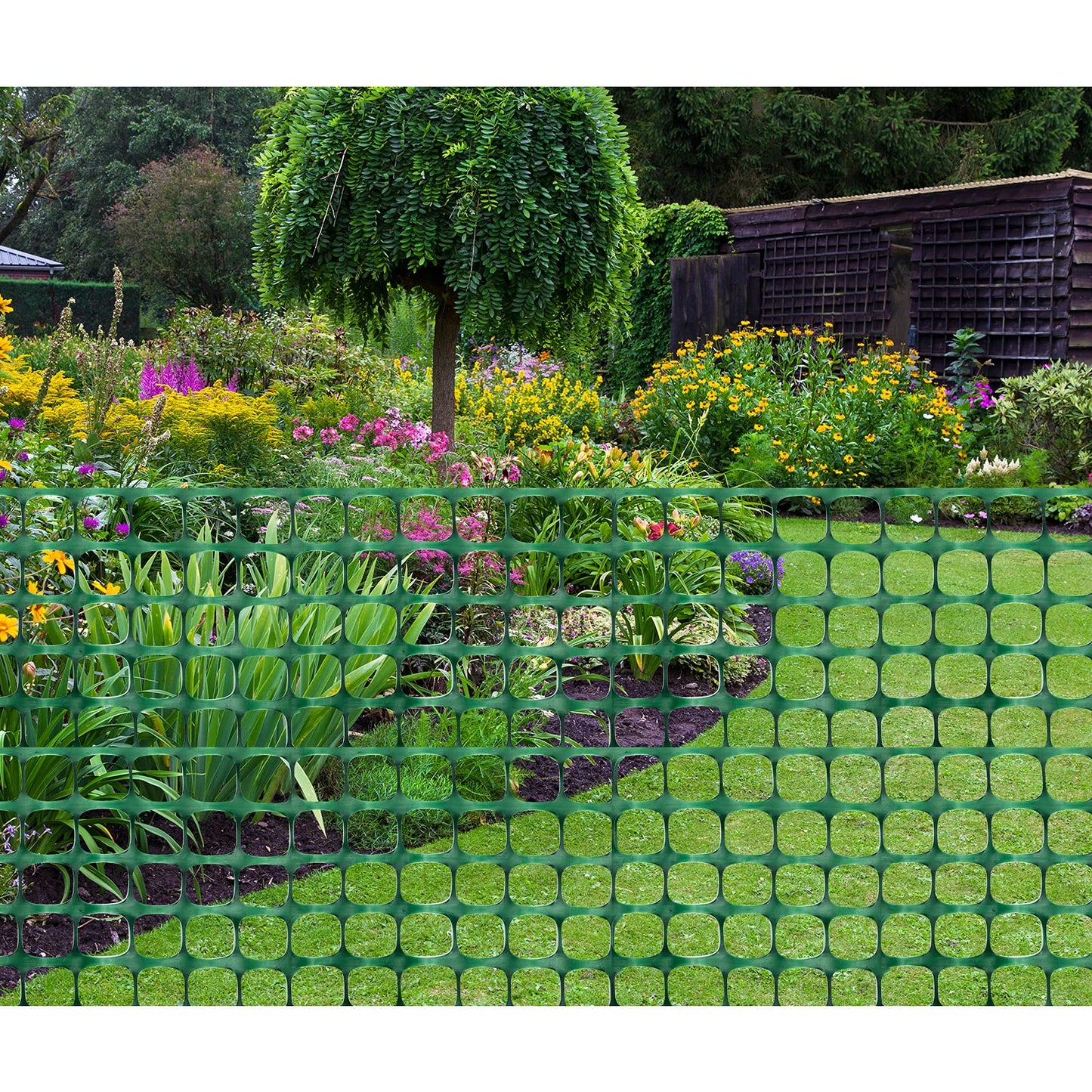 DOEWORKS Safety Fence, 4 x 100 FT Green Plastic Mesh Fence Roll Barrier Netting for Construction Fencing Animal Fencing Garden Fencing and Event Fencing