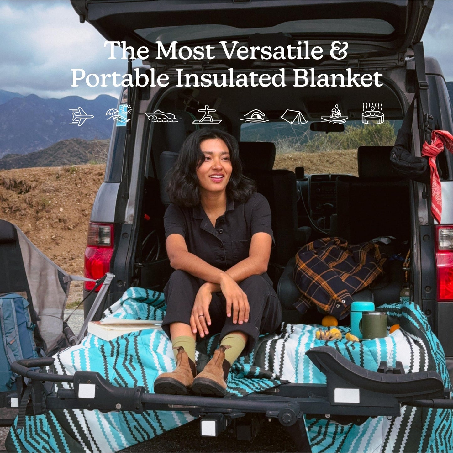 Nomadix Puffer Blanket – Water-Resistant, Eco-Friendly Insulated Blanket with Snaps for Camping, Beach, and Travel, Made from Recycled Materials