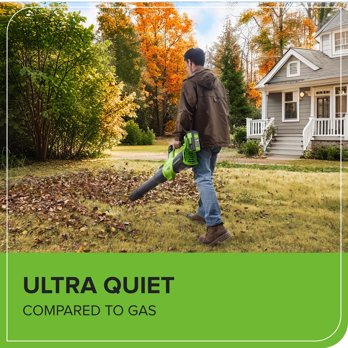 Greenworks 40V (730 CFM / 190 MPH) Cordless Leaf Blower with High Power Brushless Motor, Lightweight Backyard Cleaner for Fast Debris Removal, Includes 5.0Ah Battery & 5A Rapid Charger