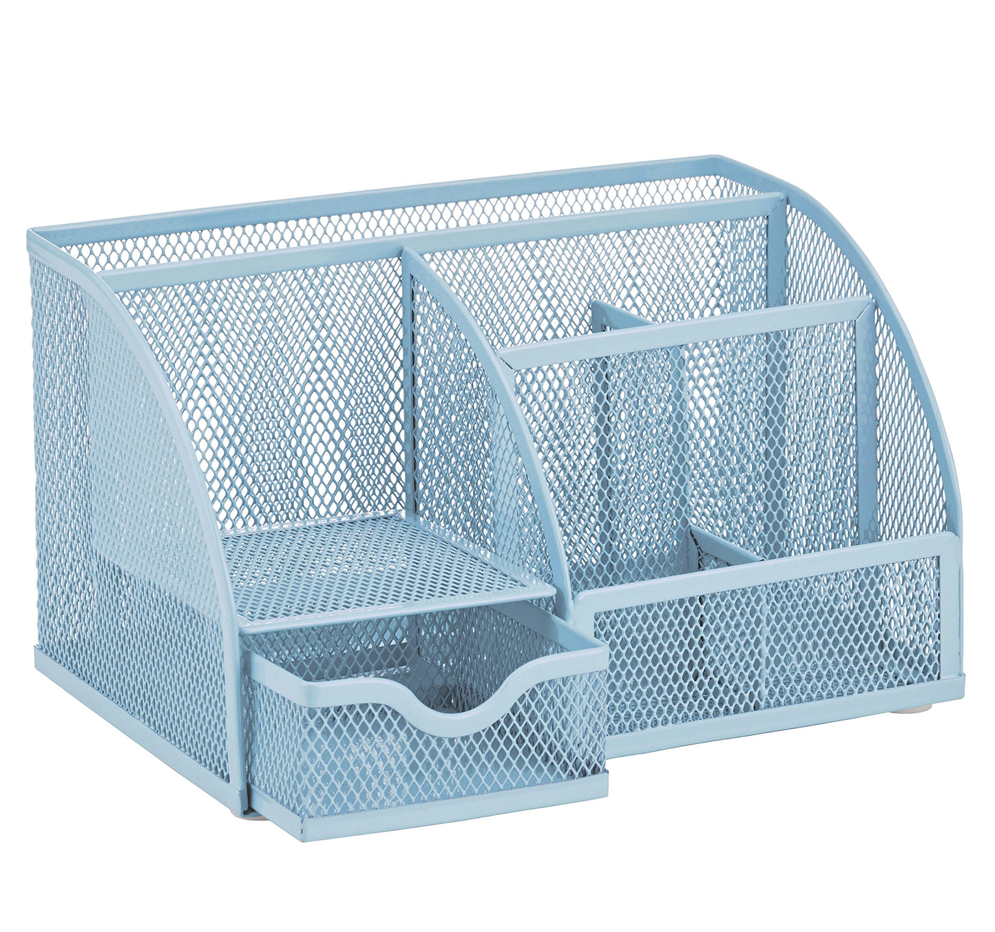 Annova Mesh Desk Organizer Office with 7 Compartments + Drawer/Desk Tidy Candy/Pen Holder/Multifunctional Organizer (New Blue23)