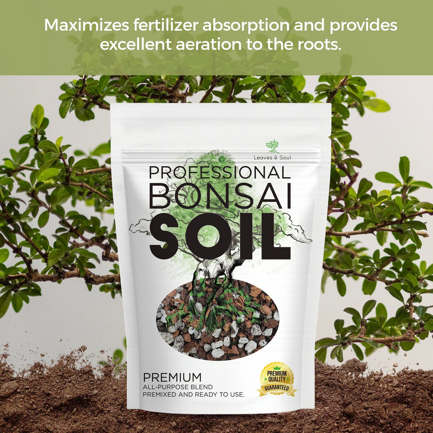 Professional Bonsai Soil Mix Ready to Use | Large 2.2 Quarts, Premium Potting Soil for Bonsai Trees, Fast Draining Blend Lava Limestone Pearock Calcined Clay Pinebark Indoor Outdoor | Made in USA