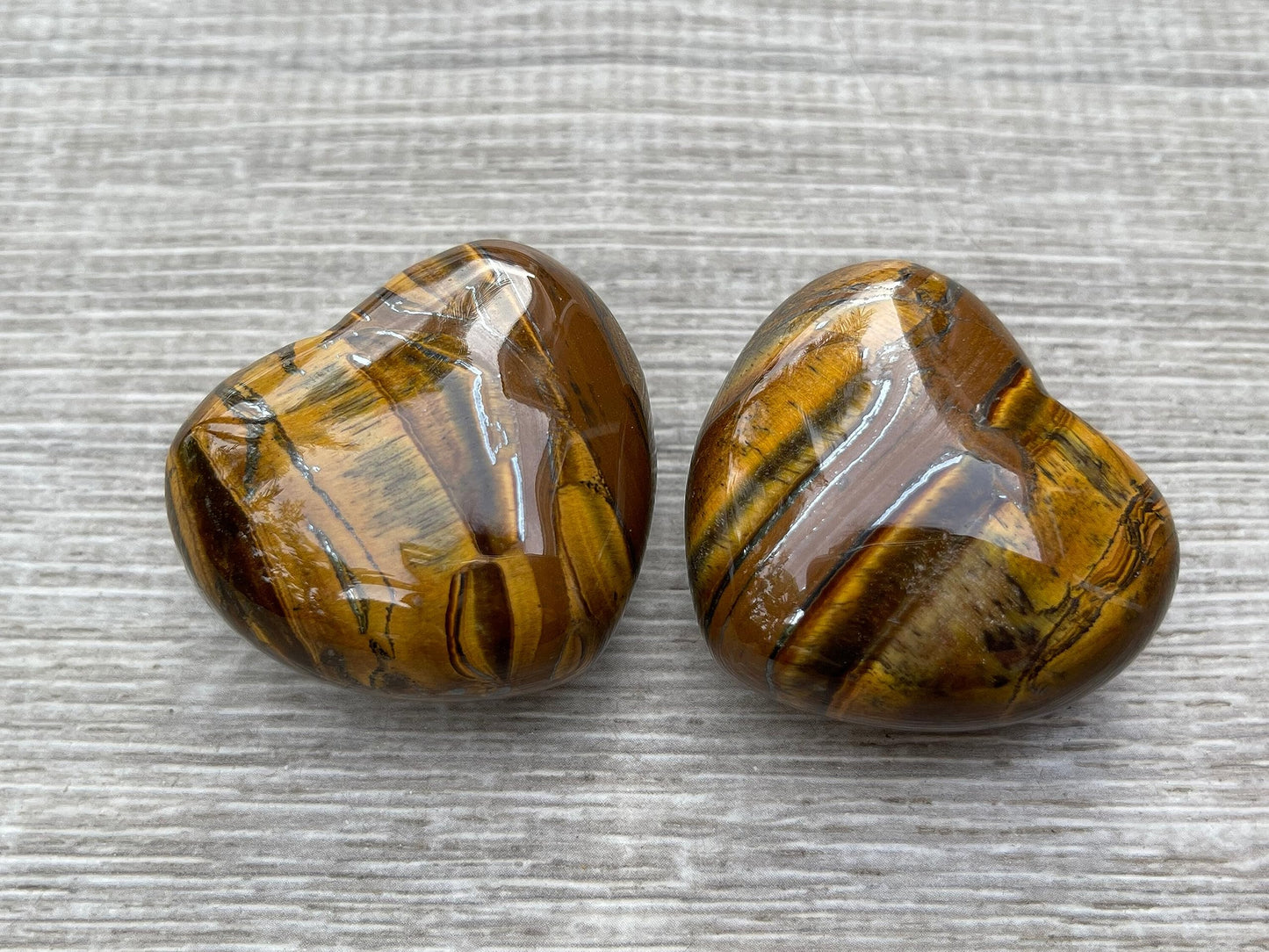Tiger Eye Gemstone Hearts, Polished Tiger Eye Puffy Hearts, Tiger Eye Crystal Palm Stone, Tiger Eye Healing Crystal Hearts (1 Heart)