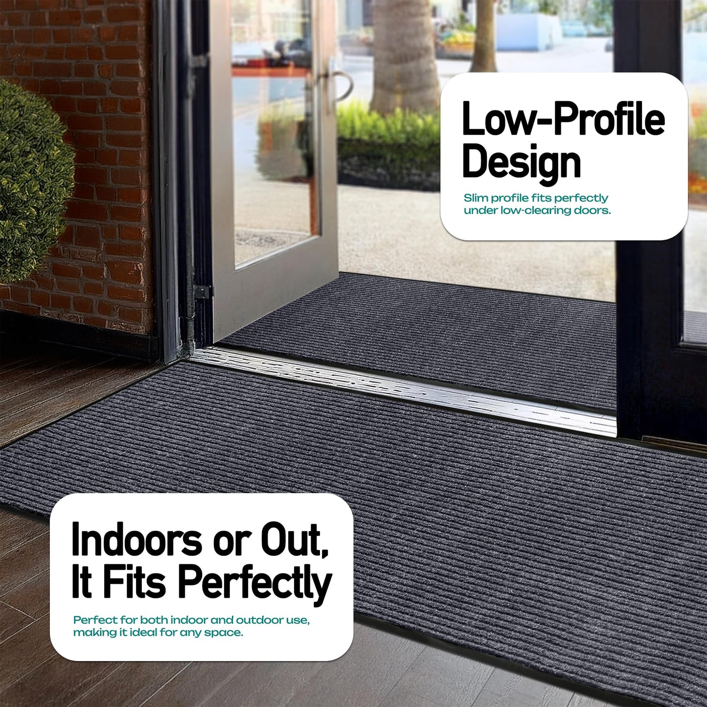 MaxMat® Extra Large Commercial Floor Mat, 3 x 5 Feet Rubber Border Heavy Duty Made in USA Commercial Door Mat, Waterproof, Low-Profile, Easy to Clean, Rubber Entry Mudroom Rug (Charcoal Grey)