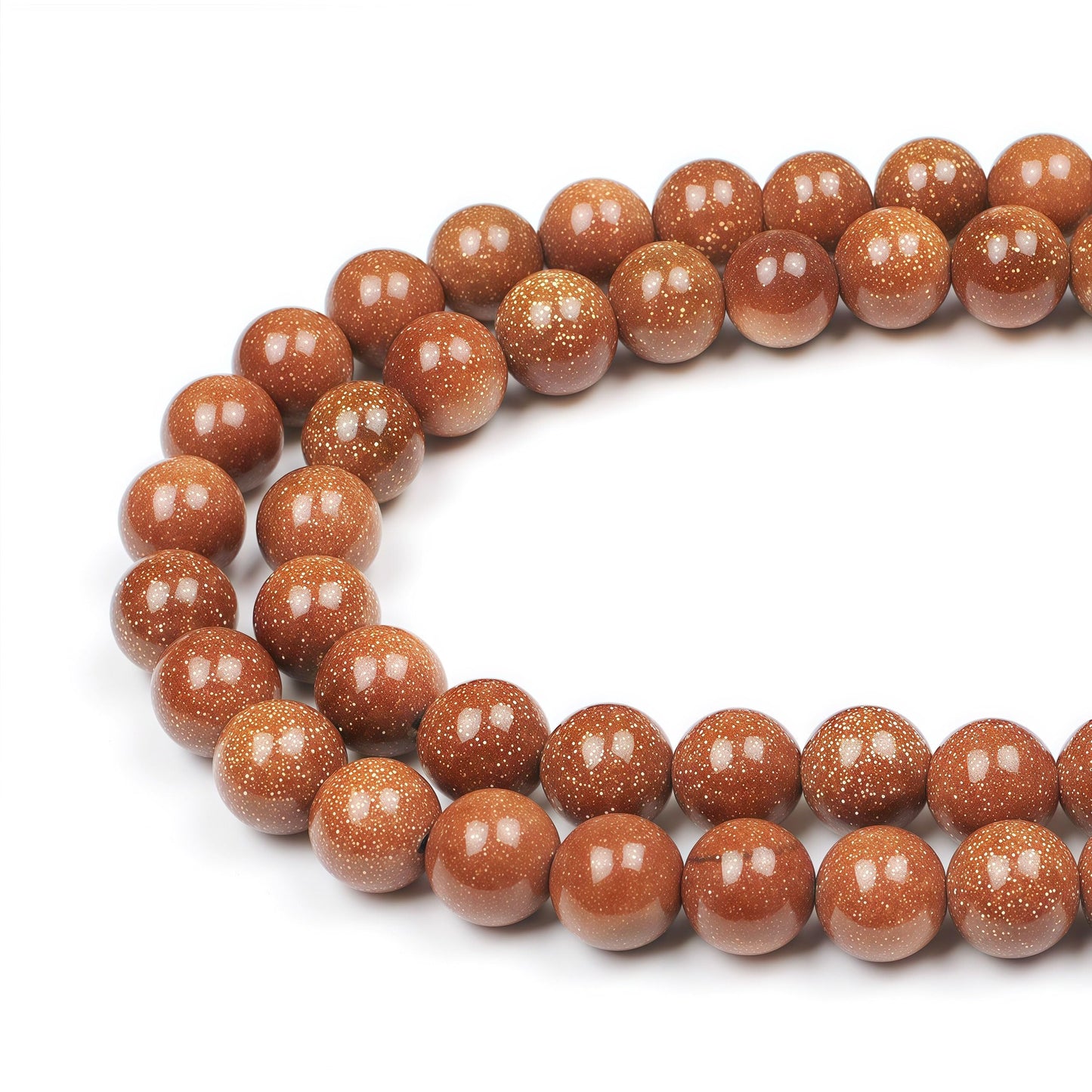 MJDCB AAA Natural Gold Sand Gemstone Loose Round Beads Spacer Beads for Jewelry Making (6mm)