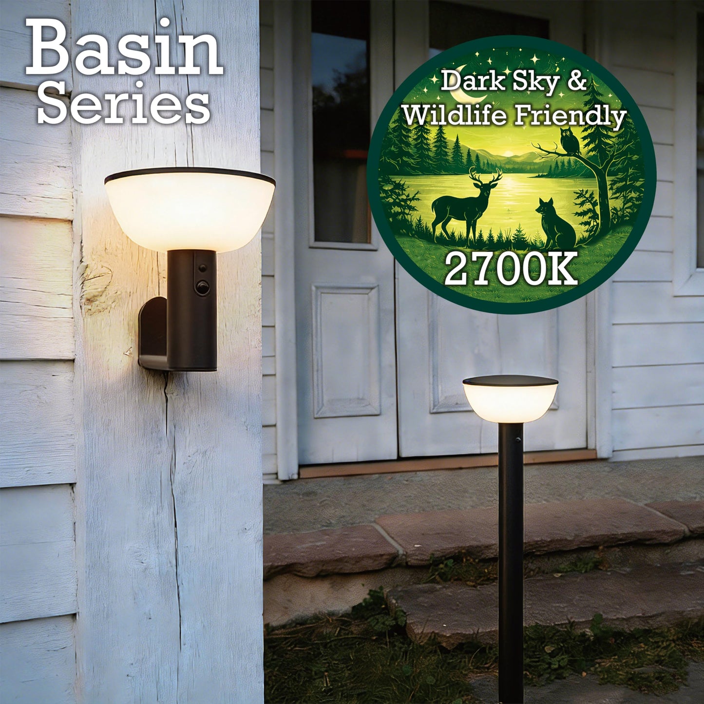 VerLuce Basin Series - 24.5" Solar Pathway Lights - Walkway Lights for Outside - PIR Sensor & Three Lighting Modes - Rechargeable Battery Lasts Up to 35 Hours - 2700K - Dark Sky Friendly - 4 Pack