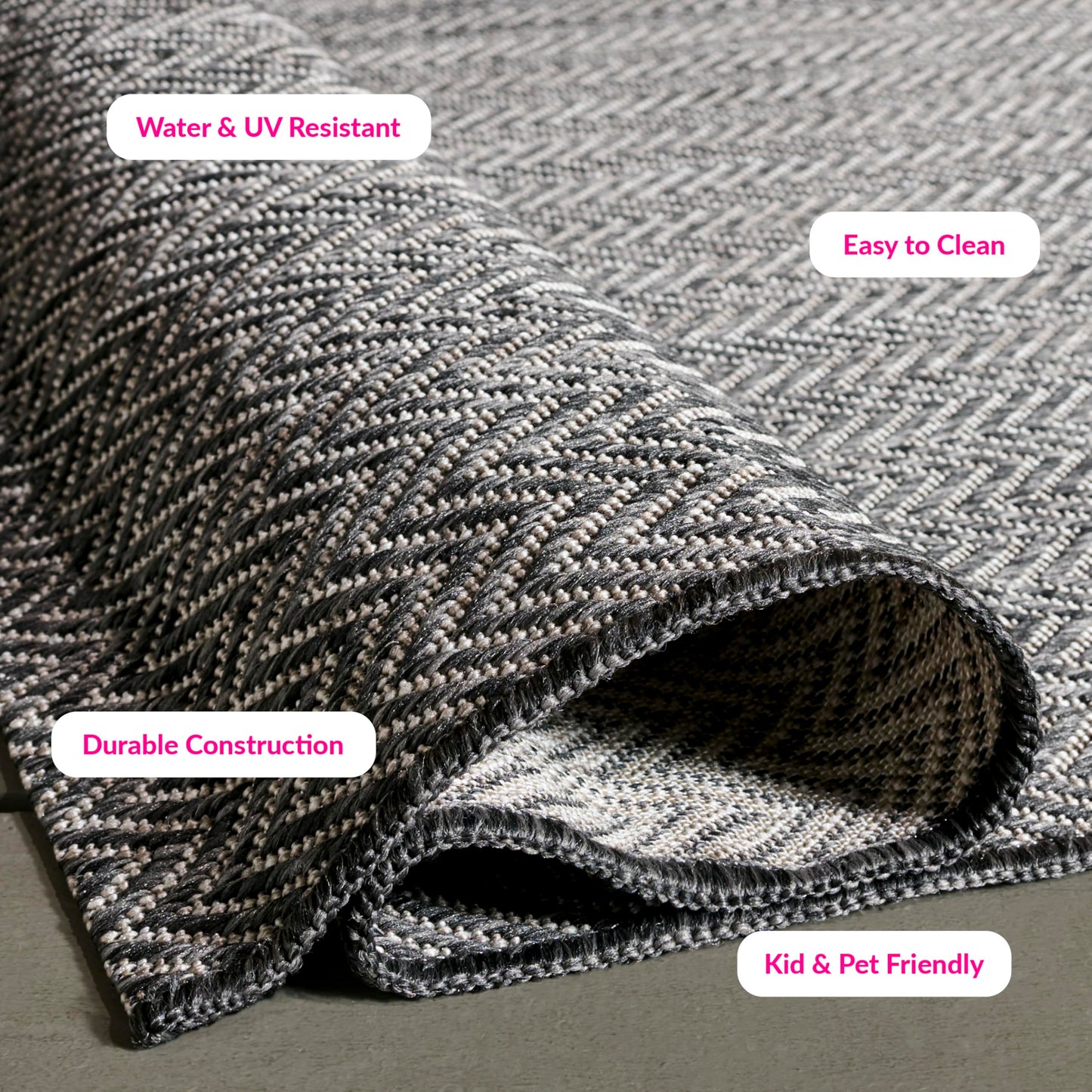 SAFAVIEH Washable Rug Outdoor Courtyard Collection - 10' x 14', Black & Beige, Non-Shedding & Easy Cleaning, Ideal for Patio, Backyard, Mudroom (CY8022-36621)