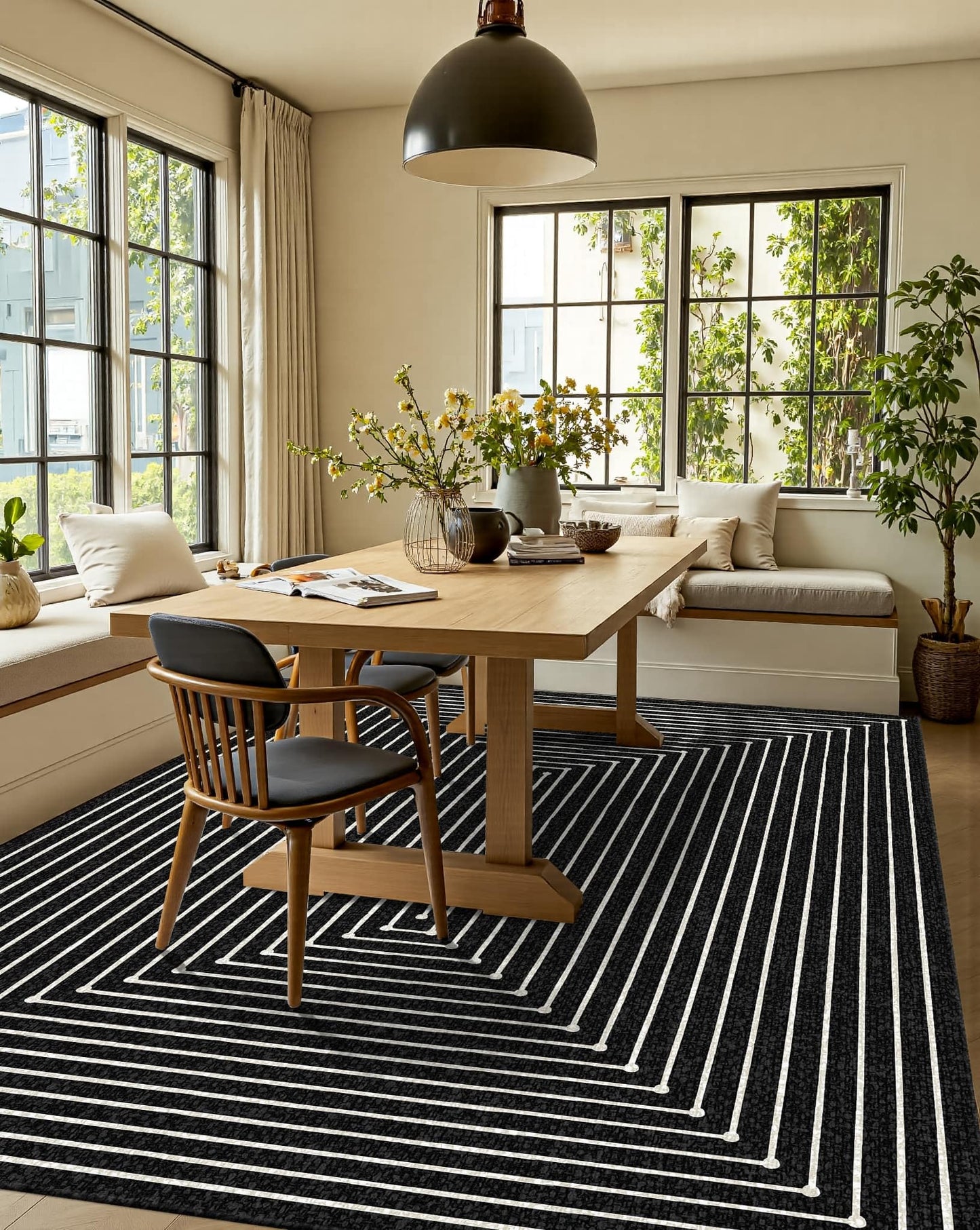 Latte&Fog 5x7 Area Rugs for Living Room Bedroom, Modern Abstract Washable Rug, Boho Non Slip Low Pile Carpet for Indoor Dining Room, Office, Dorm, Classroom, Farmhouse and Kids Room