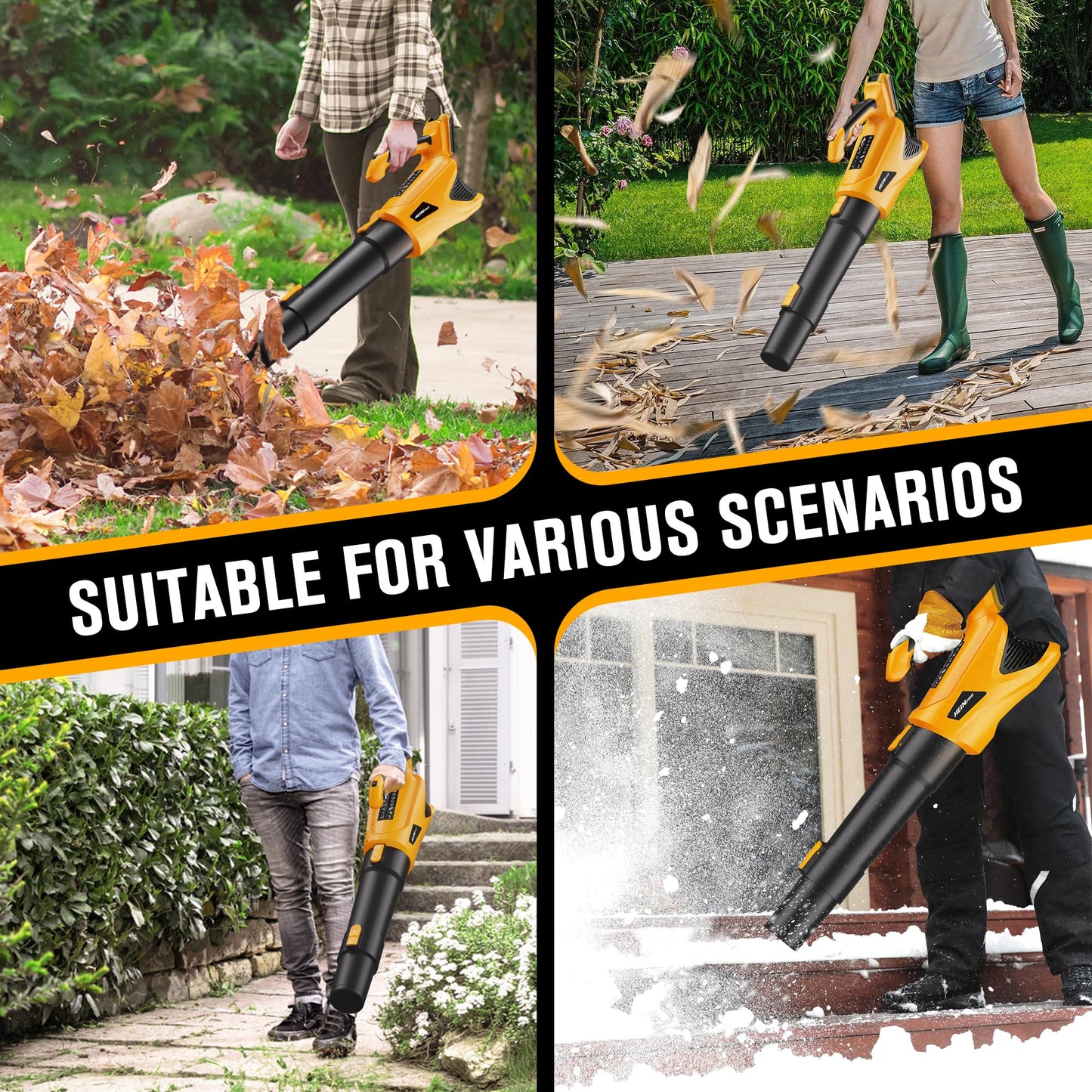 HEINPRO Cordless Leaf Blower Compatible with Dewalt 20V Max Battery, 500CFM/150MPH Electric Leaf Blower Cordless, 5 Speed Modes, Battery Powered Blowers for Lawn Care, Yard (Tool Only)