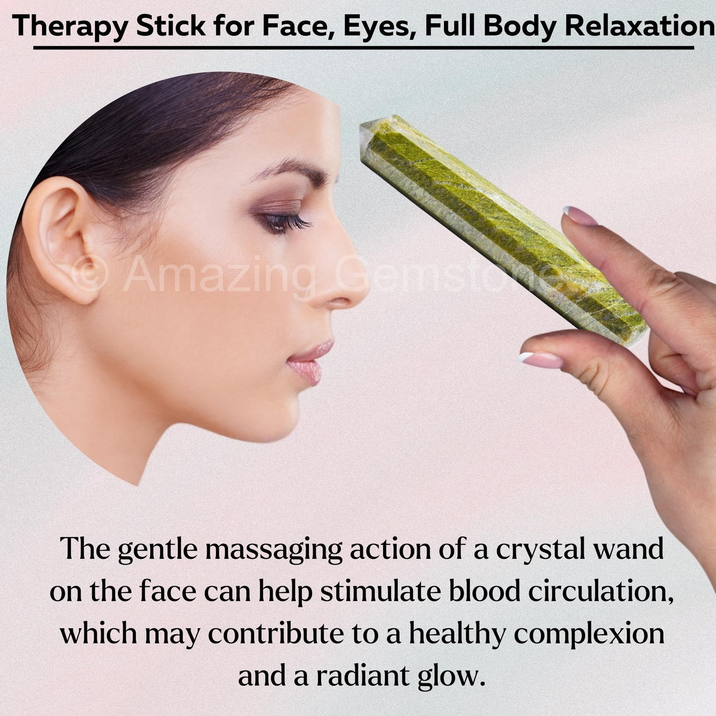Amazing Gemstone Vesuvianite Crystal Wand Massage Stick - Pelvic Wand Gua Sha for Adults - Crystals and Healing Stones Massage Wands for Adults Gifts (Pointed)