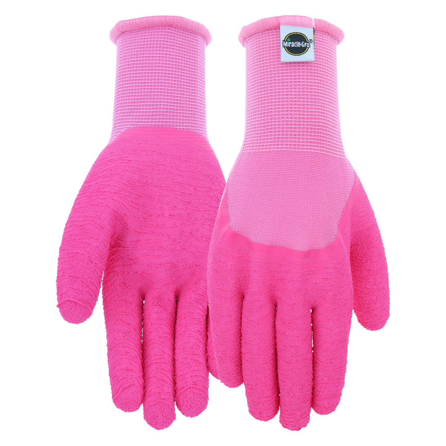 Miracle-Gro MG30852/WML Crinkle Latex Gloves – Medium-Large, 3/4 Latex Dipped Nylon Knit Shell Gloves with Textured Crinkle Grip