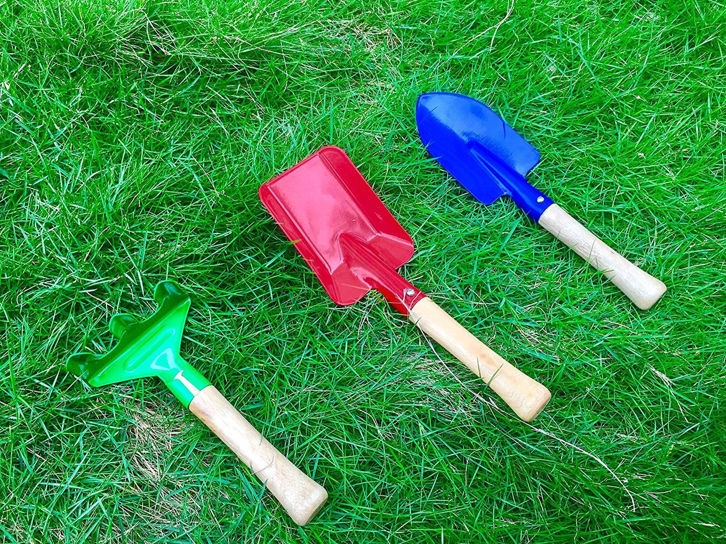 Islmlisa 8" Long Gardening Tools for Kids, 3-Piece Kids Garden Tools with Rake,Shovel and Trowel