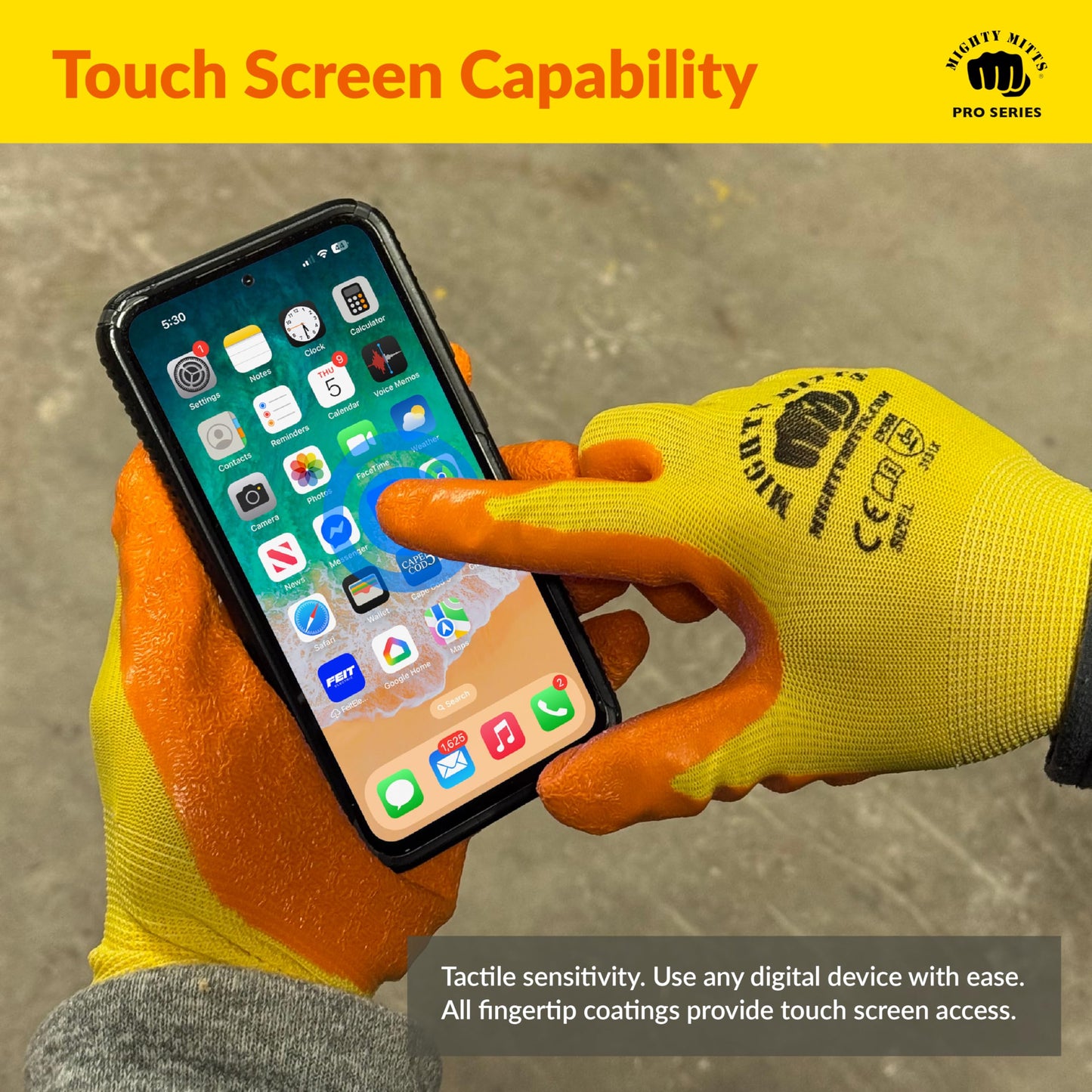 Cut-Resistant Work Gloves with Latex Grip (12 Pack) – Durable Safety Gloves for Construction, Landscaping, Gardening & Warehouse Work - Medium - Mighty Mitts Safety Work Gloves