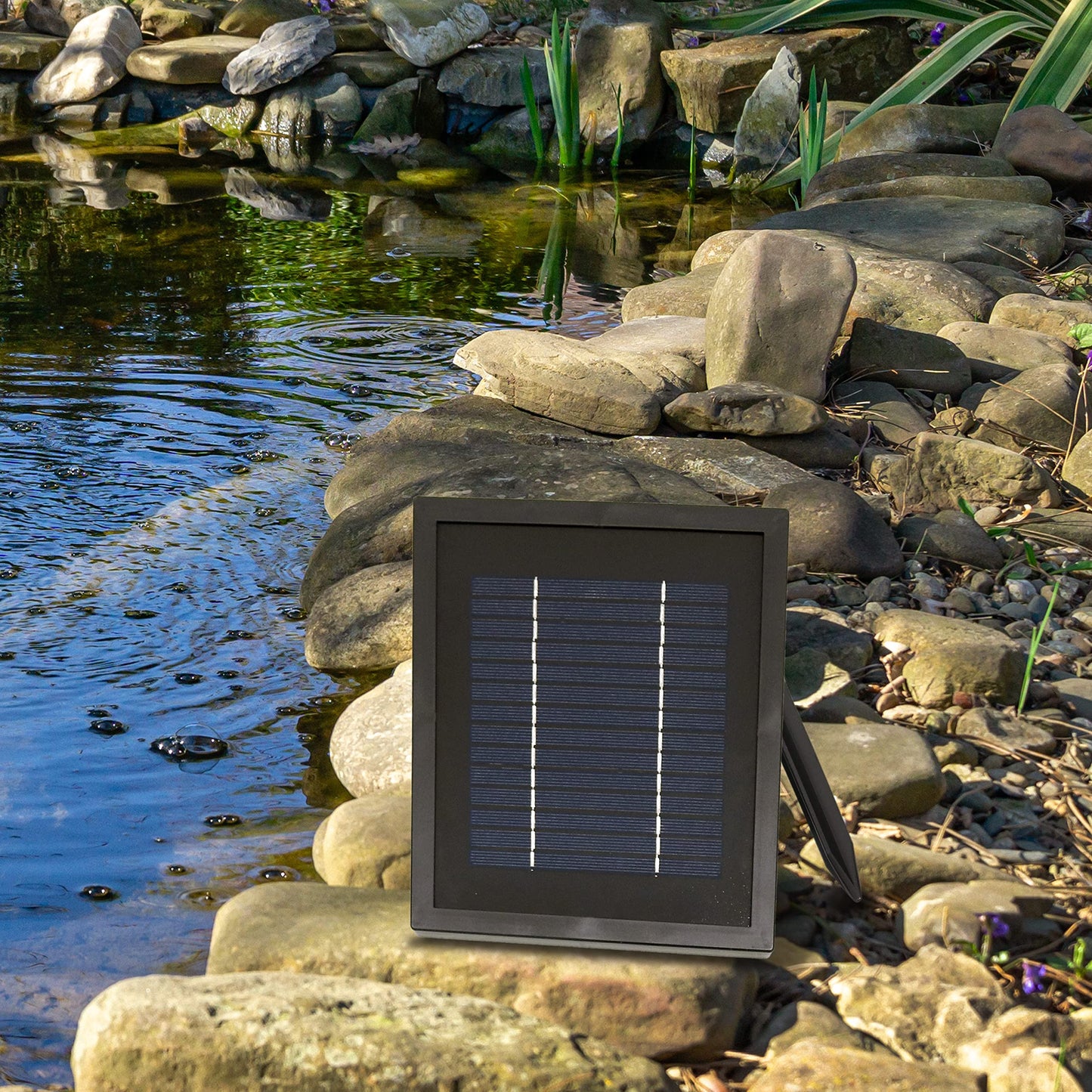 Sunnydaze 65 GPH Solar Pump and Panel Kit with Battery Pack and LED Light - Pool and Fountain Pump - 47-Inch Lift