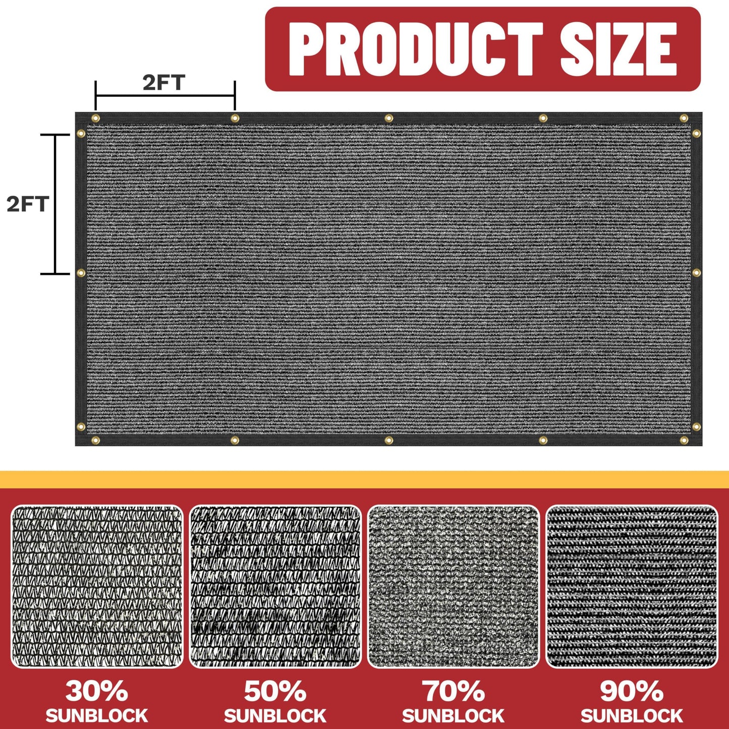 ShadeMart 50% Shade Cloth for Plant, Black 10FT x 10FT Outdoor Shade Tarp, Shade Cover with Upgrade Grommets and Zip Ties, Netting Sunblock Net for Vegetables Flower Garden Greenhouse, We Custom Size