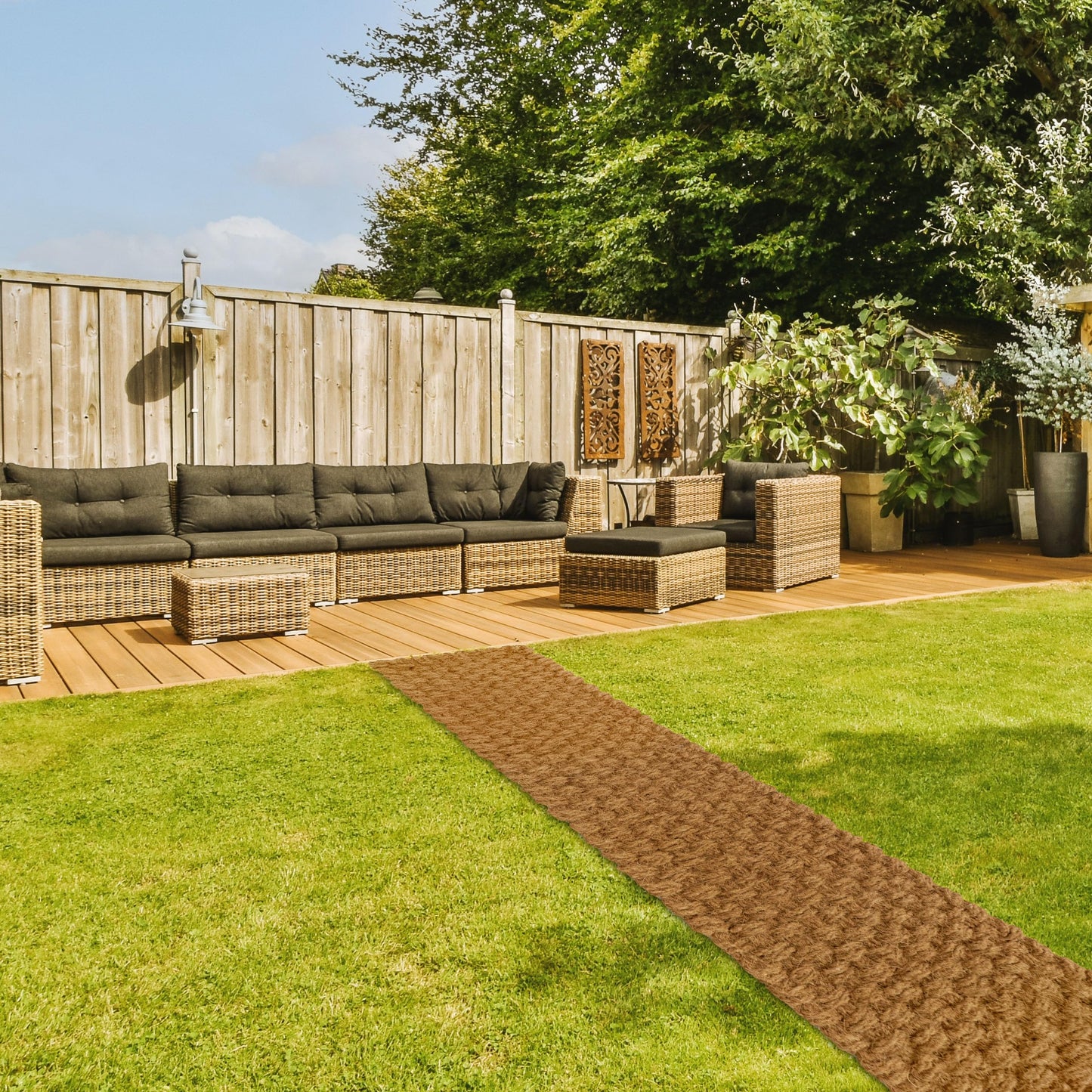 BARIEN 17” x 6 Ft Garden Pathway, 100% Natural Coco Coir Roll Mats – Hand-Woven Coir for Garden Walkway - Snow Mats for Walkway (17" x 6Ft)