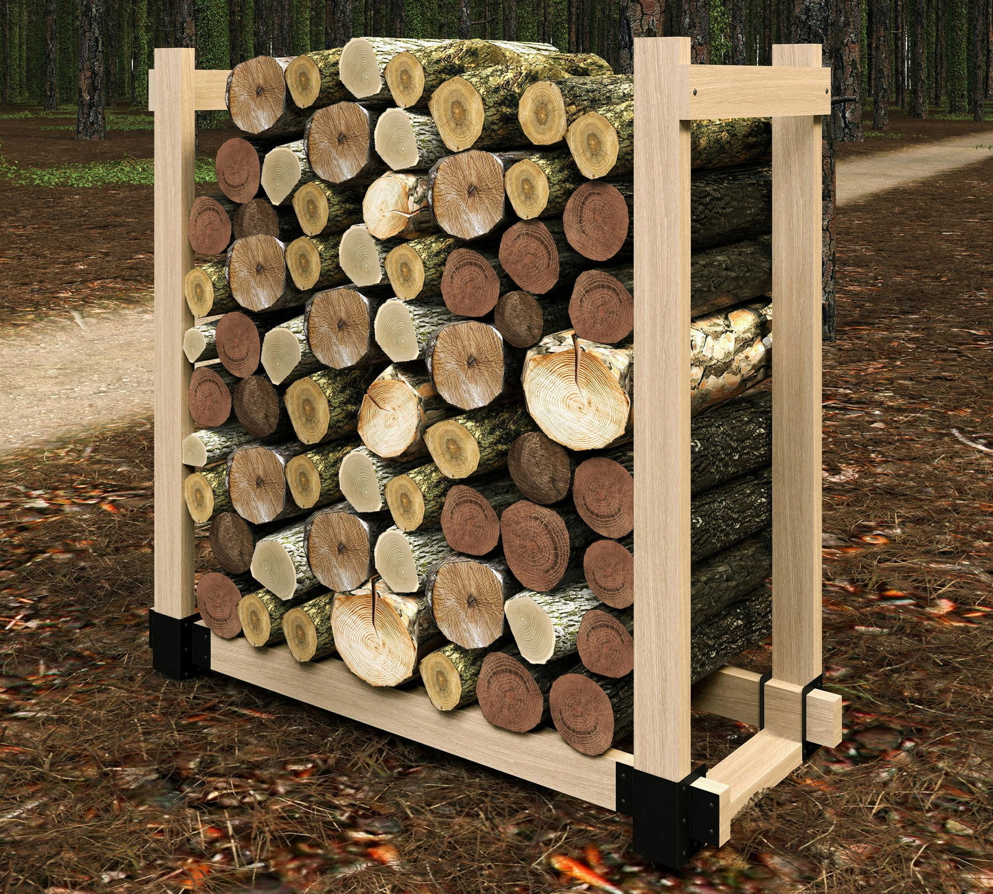 Fire Beauty 4 Pack Firewood Rack Base,Heavy Duty Metal Adjustable Log Storage Rack Bracket