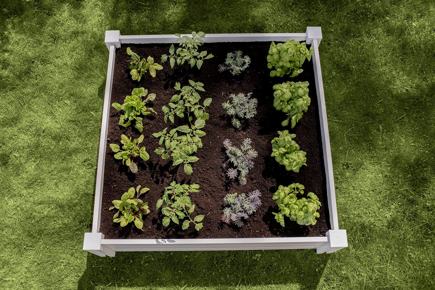 Vita Classic 4 Foot x 4 Foot x 11 inch White Vinyl Raised Modular Garden Bed, White, PVC, BPA and Pthalate Free, VT17108