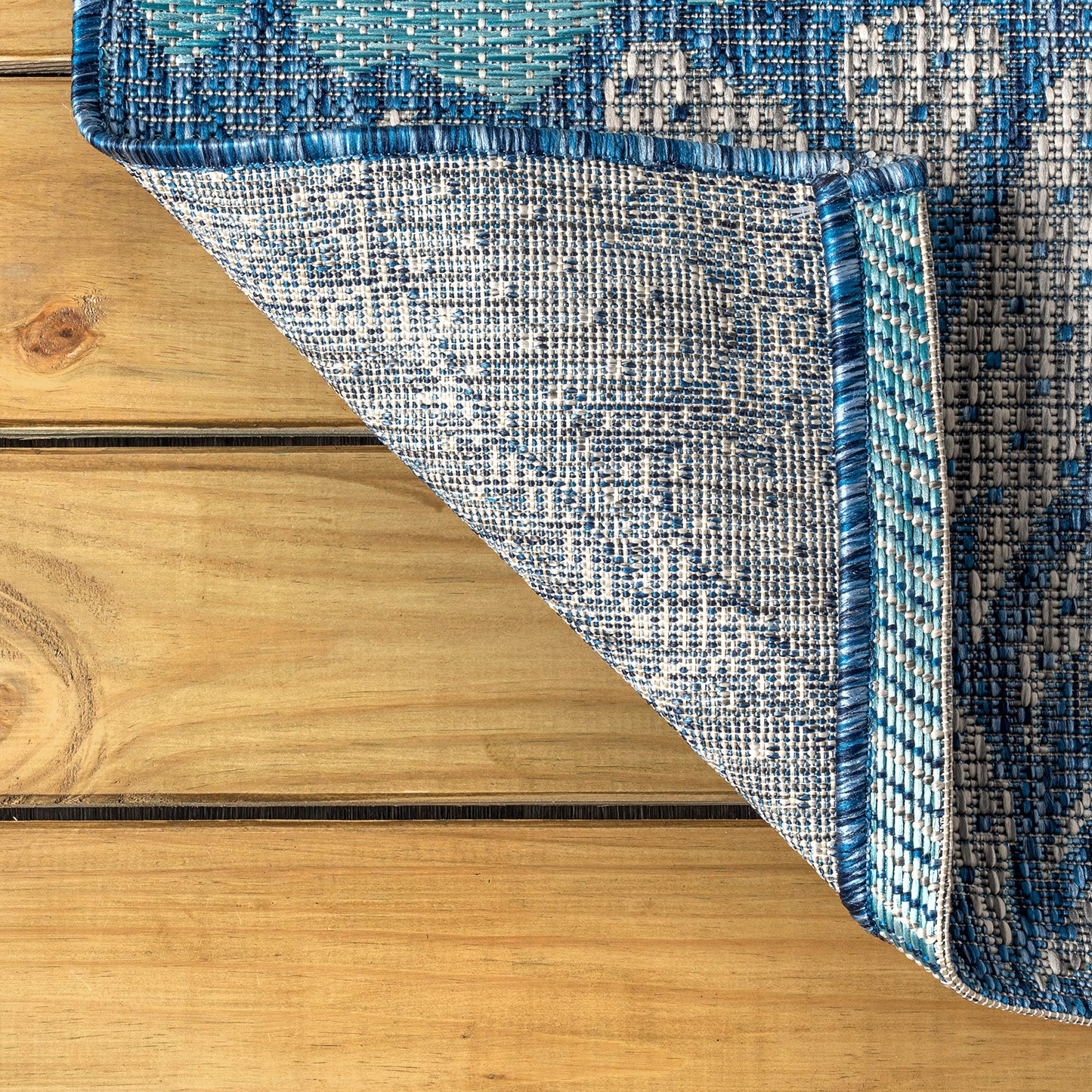 JONATHAN Y Floral Textured Weave Indoor Outdoor Area Rug 4X6 Navy/Aqua, Zinnia Modern for Backyard, Patio, Porch, Easy-Cleaning, High Traffic, Pet-Friendly, Non-Shedding (SMB110C-4)