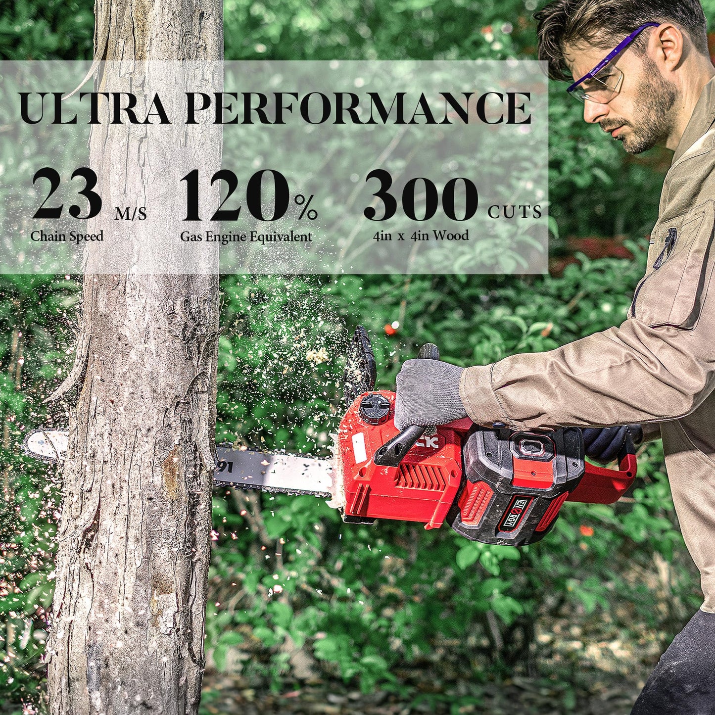 DCK 58V Cordless Chainsaw Electric Brushless Chain Saw, 16 Inch Battery Powered Chainsaw with 4.0Ah Battery and 5A Charger for Wood Cutting, Light Felling, Limbing, Firewood, Pruning (KDCS58161BDM)